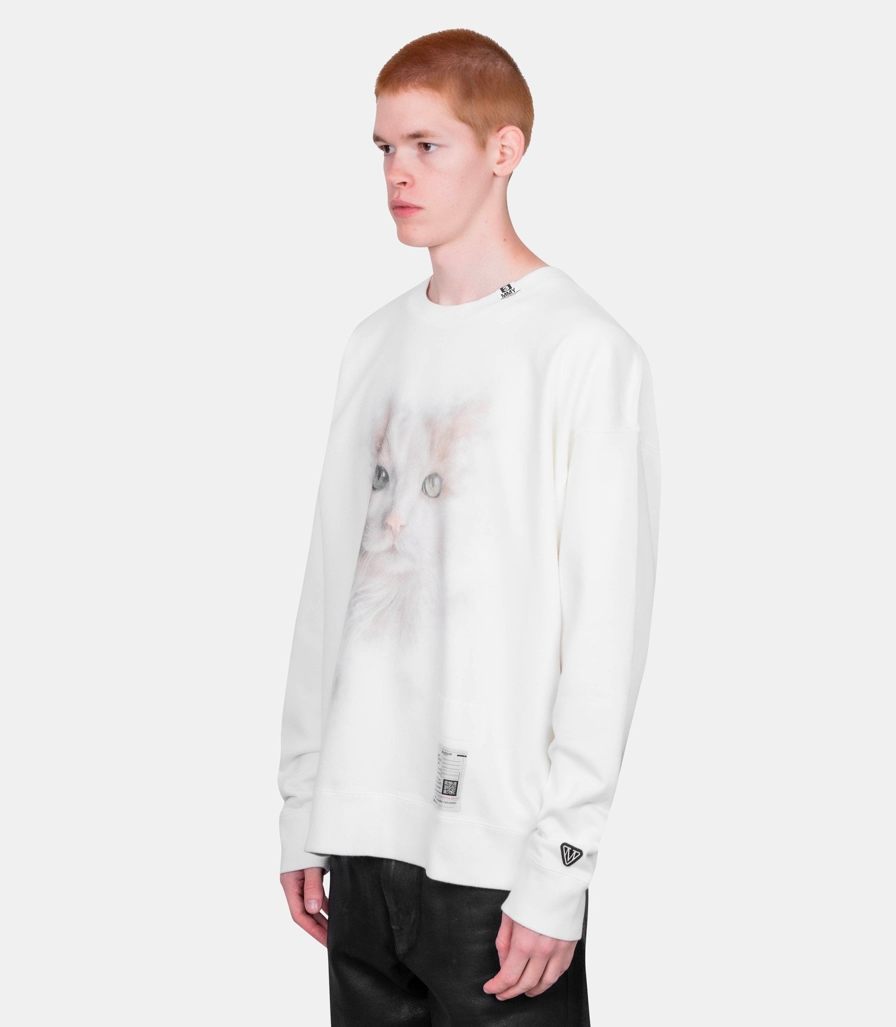 Sweatshirt imprimé chat - J15PO742-WHITE-44 - Mihara yasuhiro