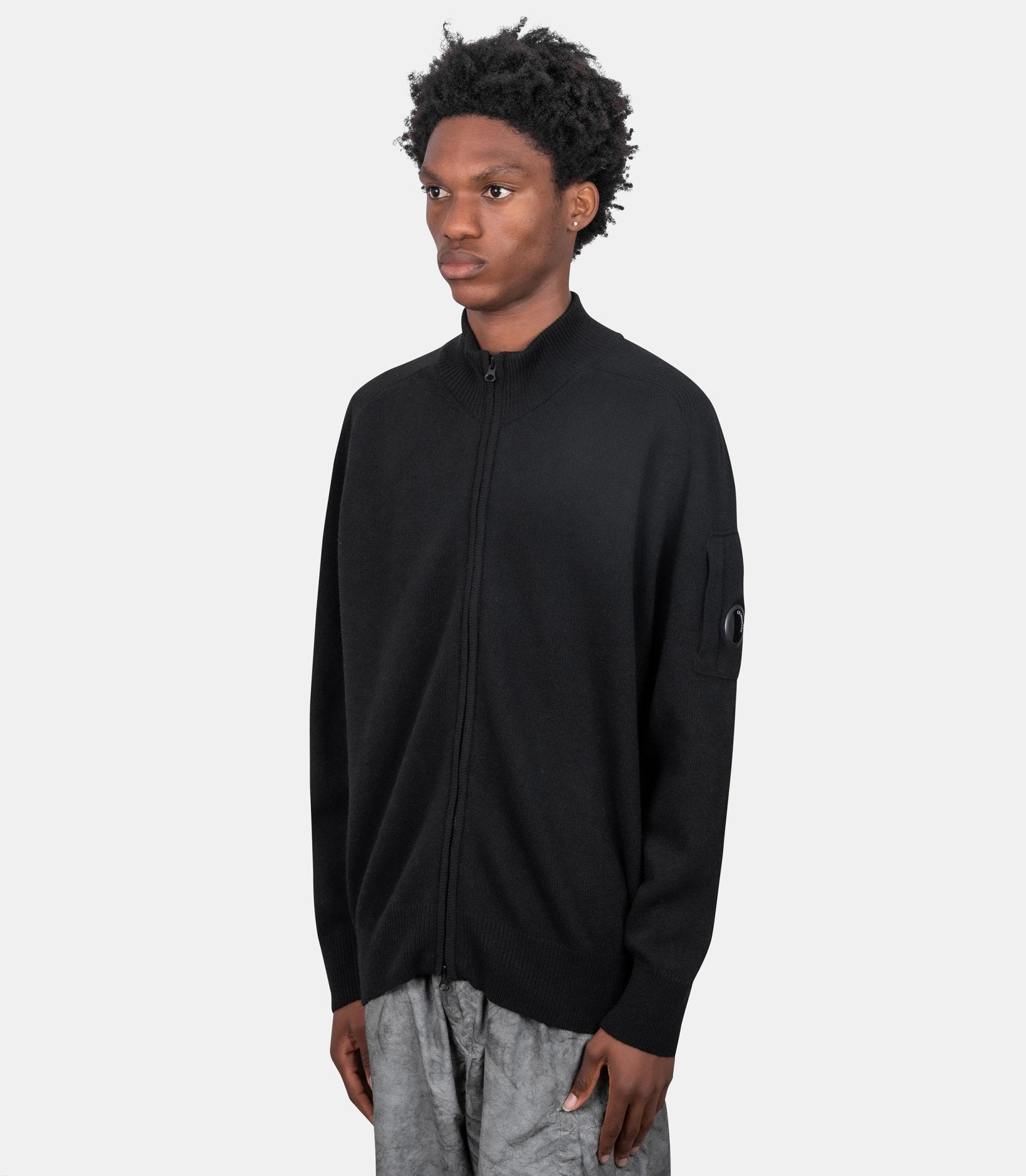 Sweatshirt zippé grs lens-21CMKN088A-110149A-999-S-C.p. company