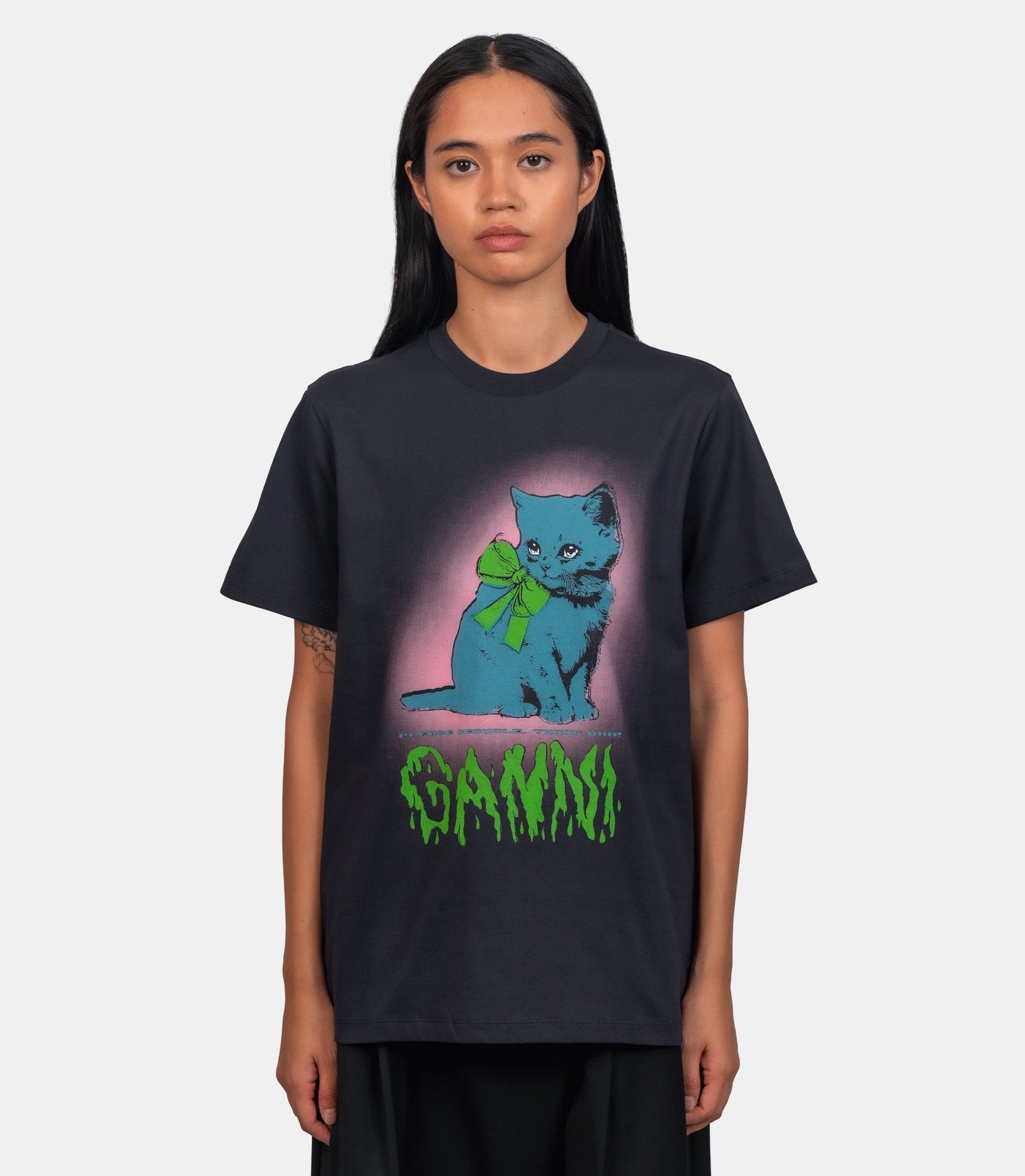 T-shirt à imprimé chat - T4340 - 252 - XS - Ganni