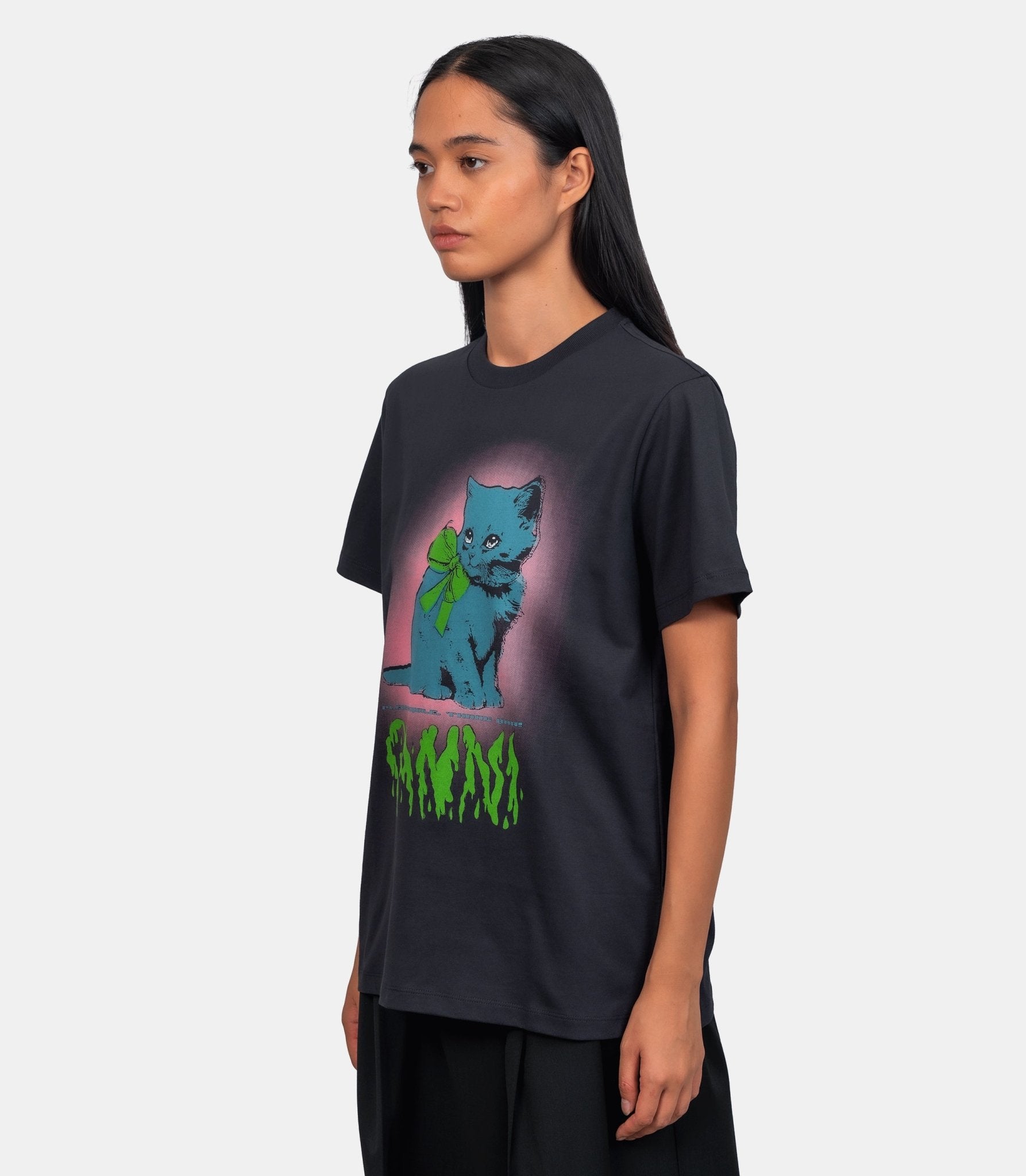 T-shirt à imprimé chat - T4340 - 252 - XS - Ganni