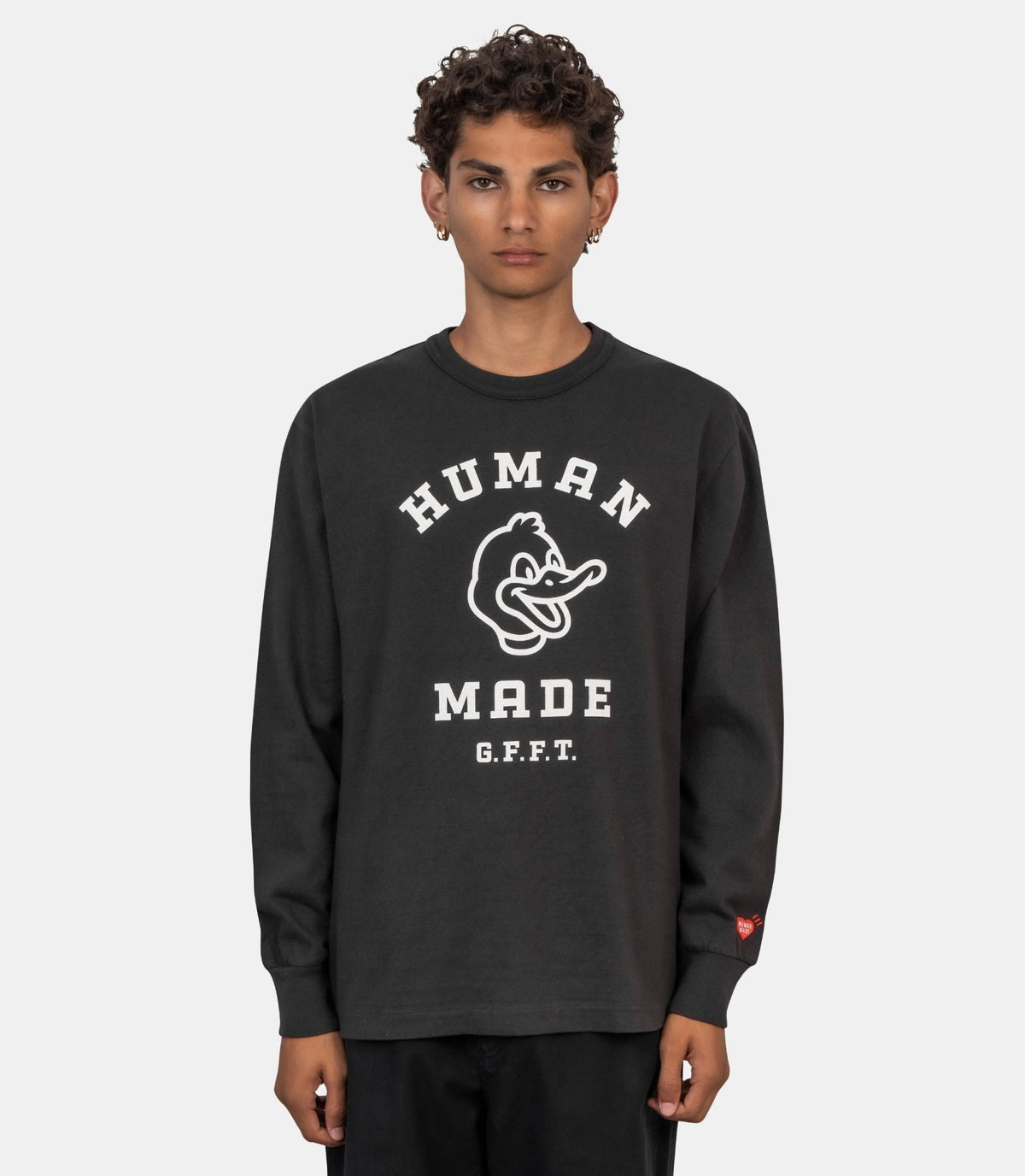 T-shirt à manches longues avec motif graphique-HM32CS043-BLACK-L-Human made