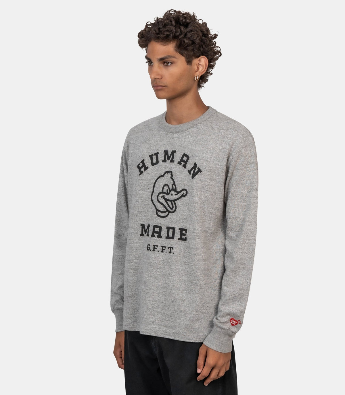 T-shirt à manches longues avec motif graphique-HM32CS043-GRAY-L-Human made