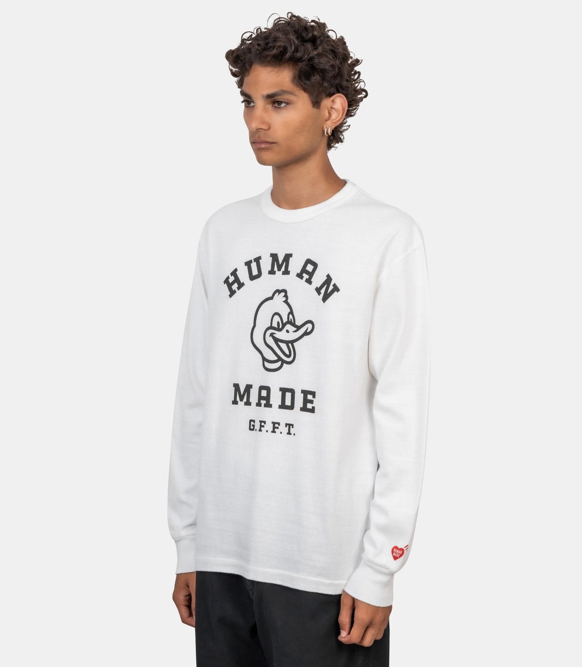 T-shirt à manches longues avec motif graphique-HM32CS043-WHITE-L-Human made