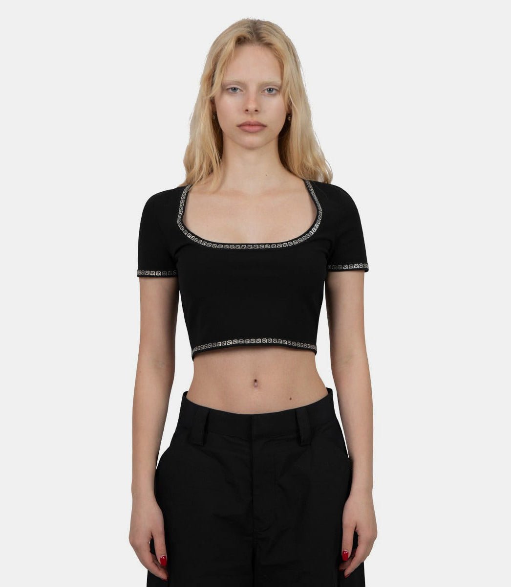 T-shirt col contrastant crystal1KC2231007 - BLACK - SS23 - SAlexander wang