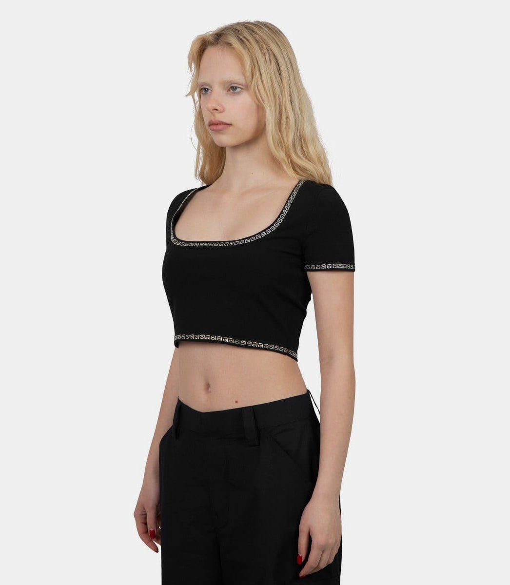 T-shirt col contrastant crystal1KC2231007 - BLACK - SS23 - SAlexander wang