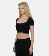 T-shirt col contrastant crystal1KC2231007 - BLACK - SS23 - SAlexander wang