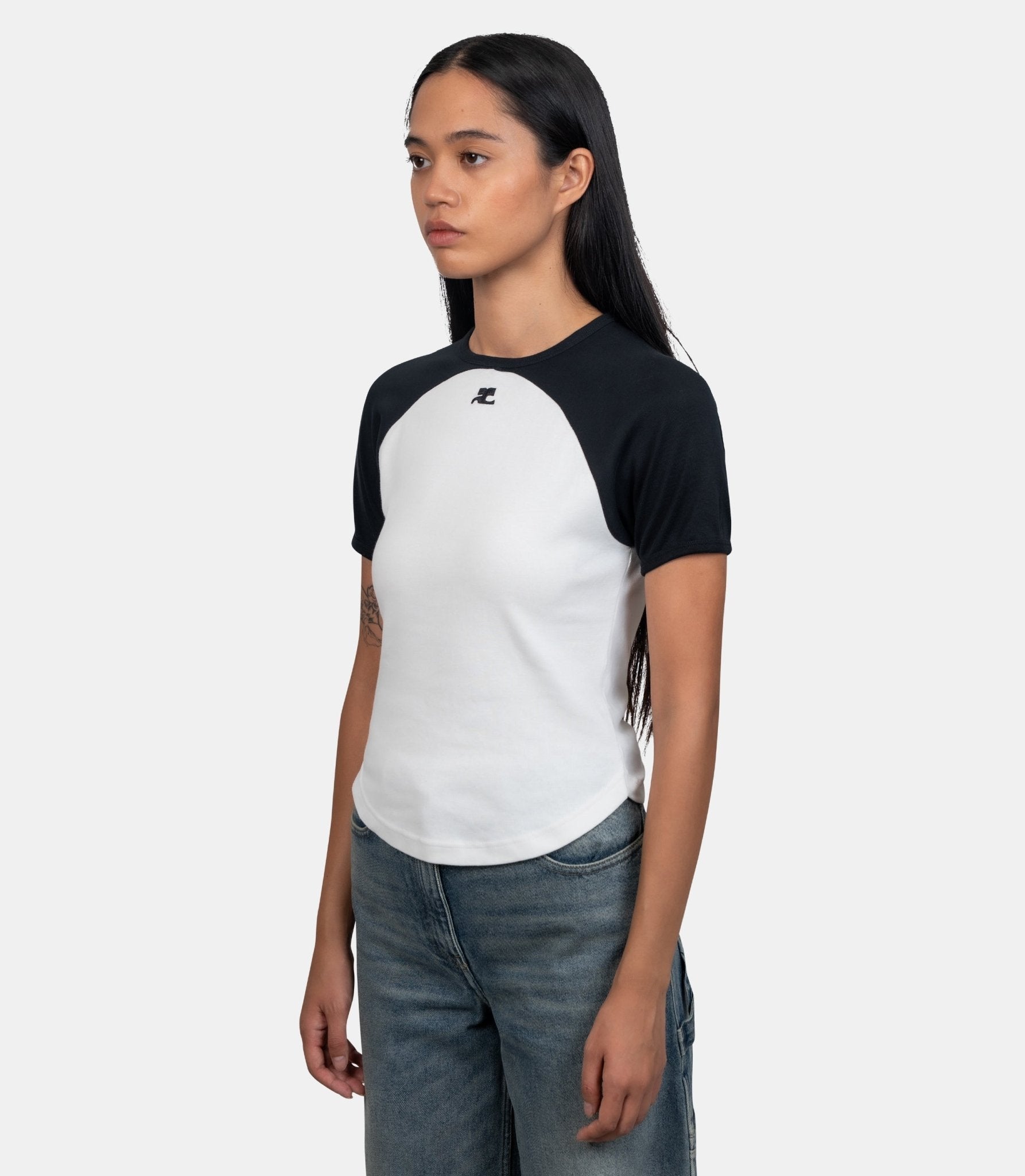 T-shirt contraste cercle - 325JTS214JS0203 - 0098 - XS - Courrèges