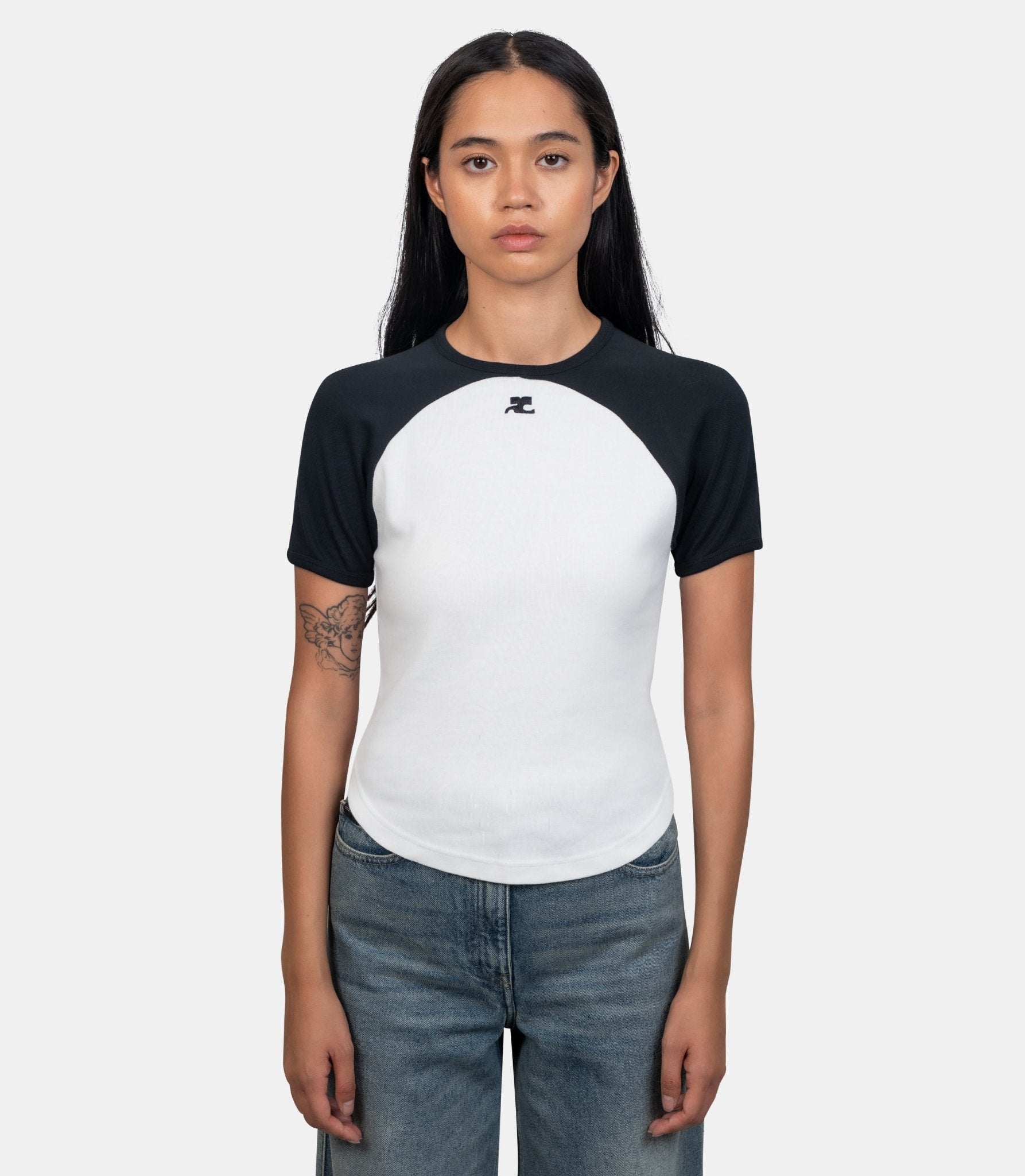 T-shirt contraste cercle - 325JTS214JS0203 - 0098 - XS - Courrèges