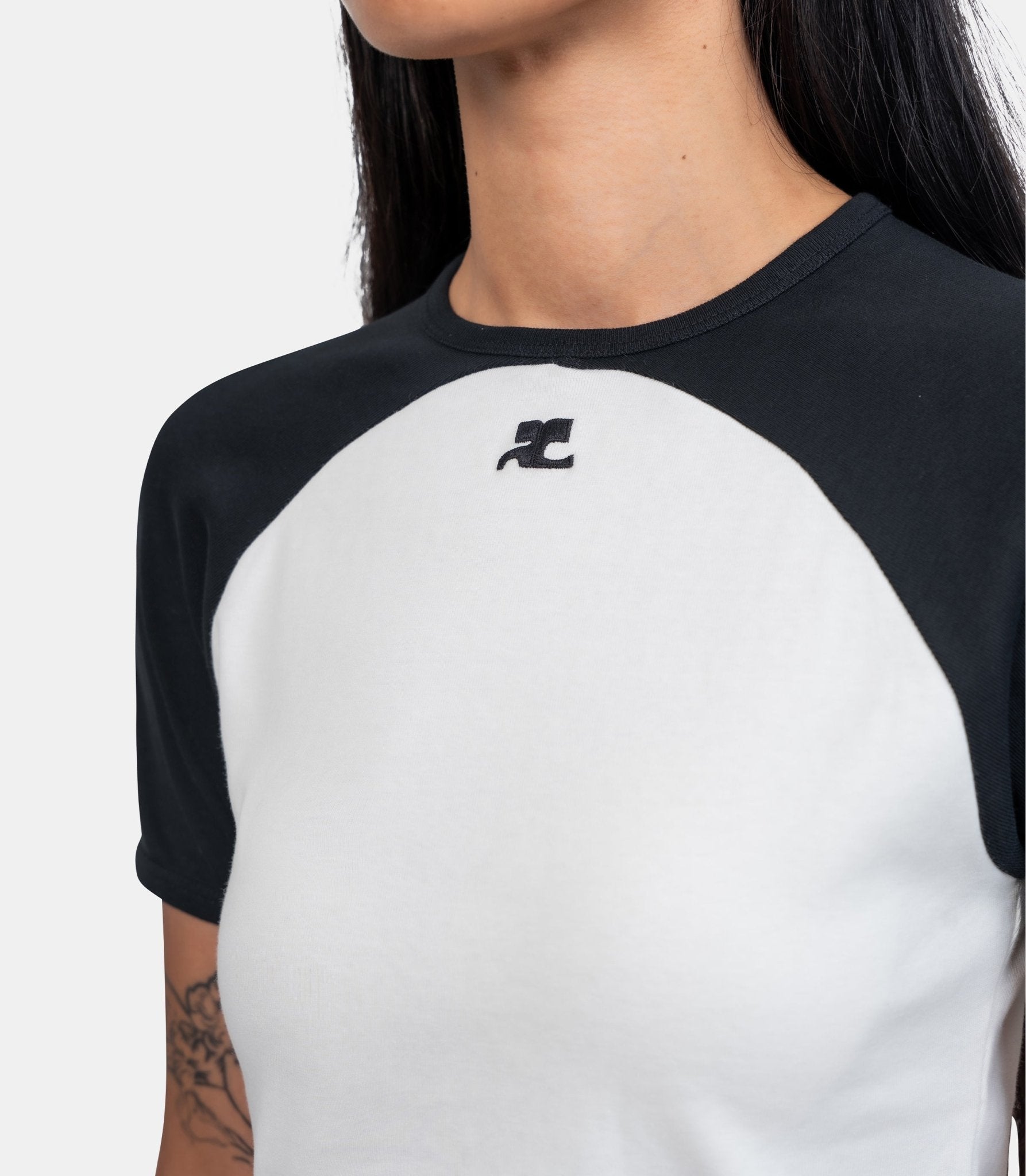 T-shirt contraste cercle - 325JTS214JS0203 - 0098 - XS - Courrèges