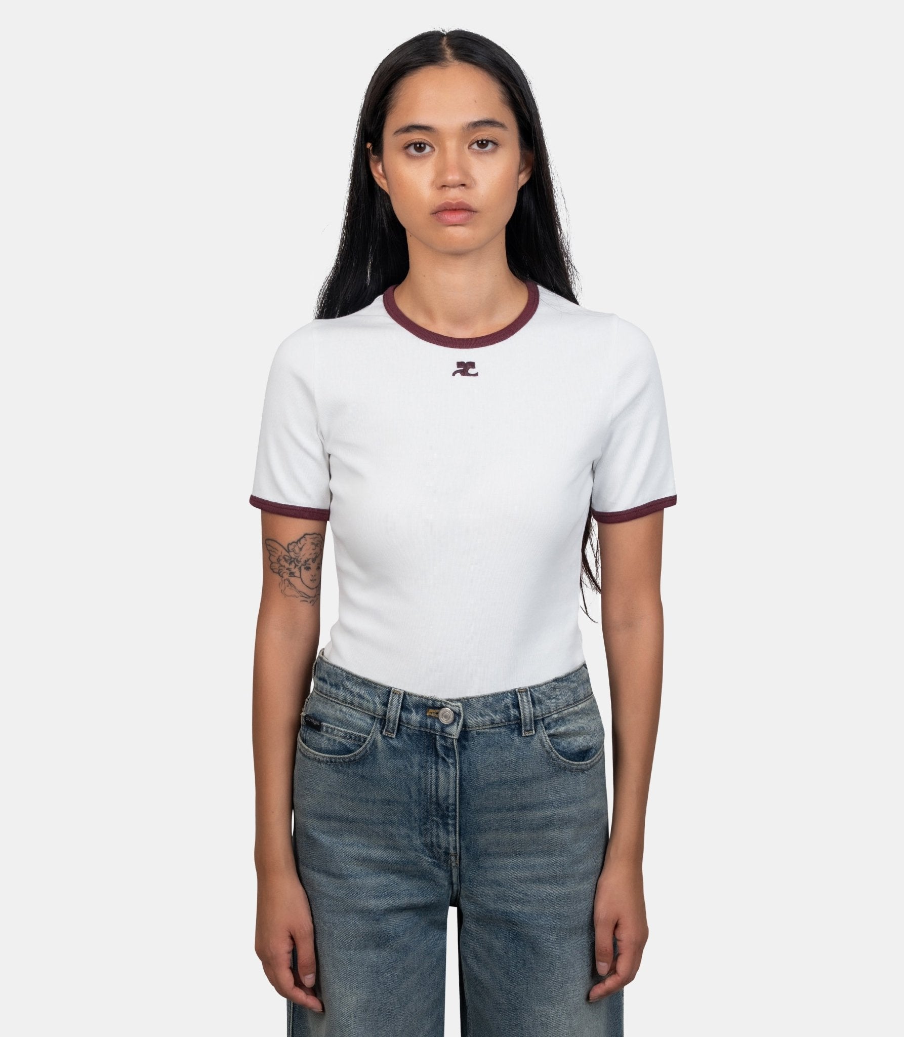 T-shirt contraste signature - 125JTS017JS0203 - B211 - S - Courrèges