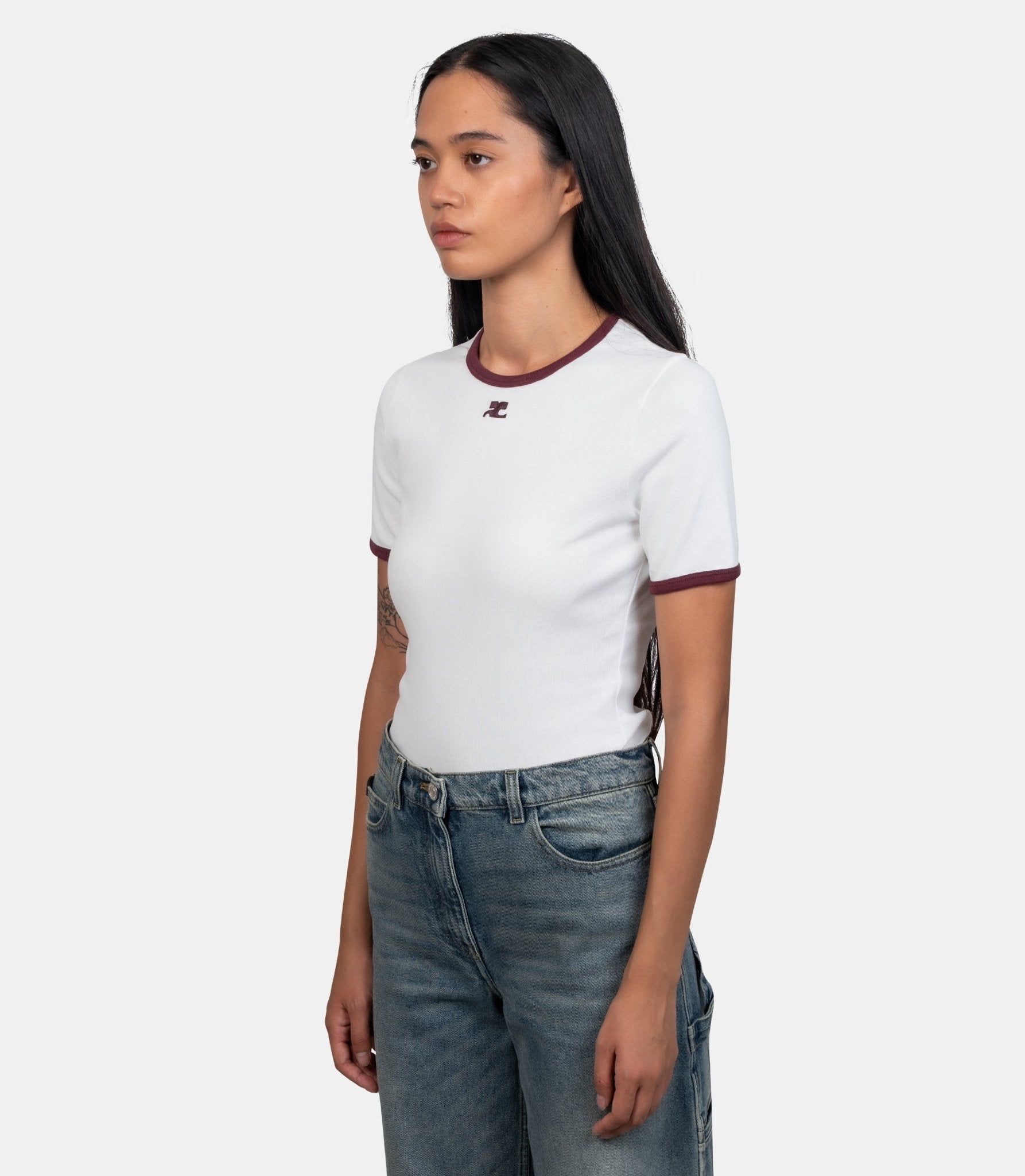 T-shirt contraste signature - 125JTS017JS0203 - B211 - S - Courrèges