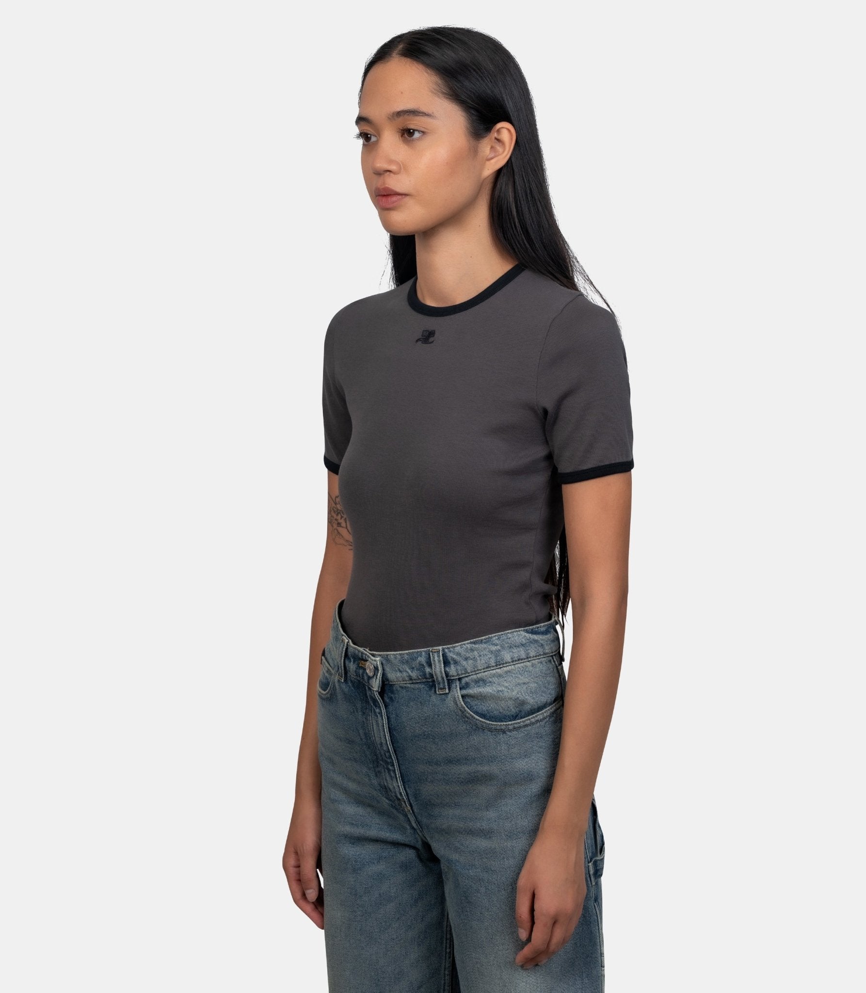 T-shirt contraste signature - 125JTS017JS0203 - B212 - S - Courrèges