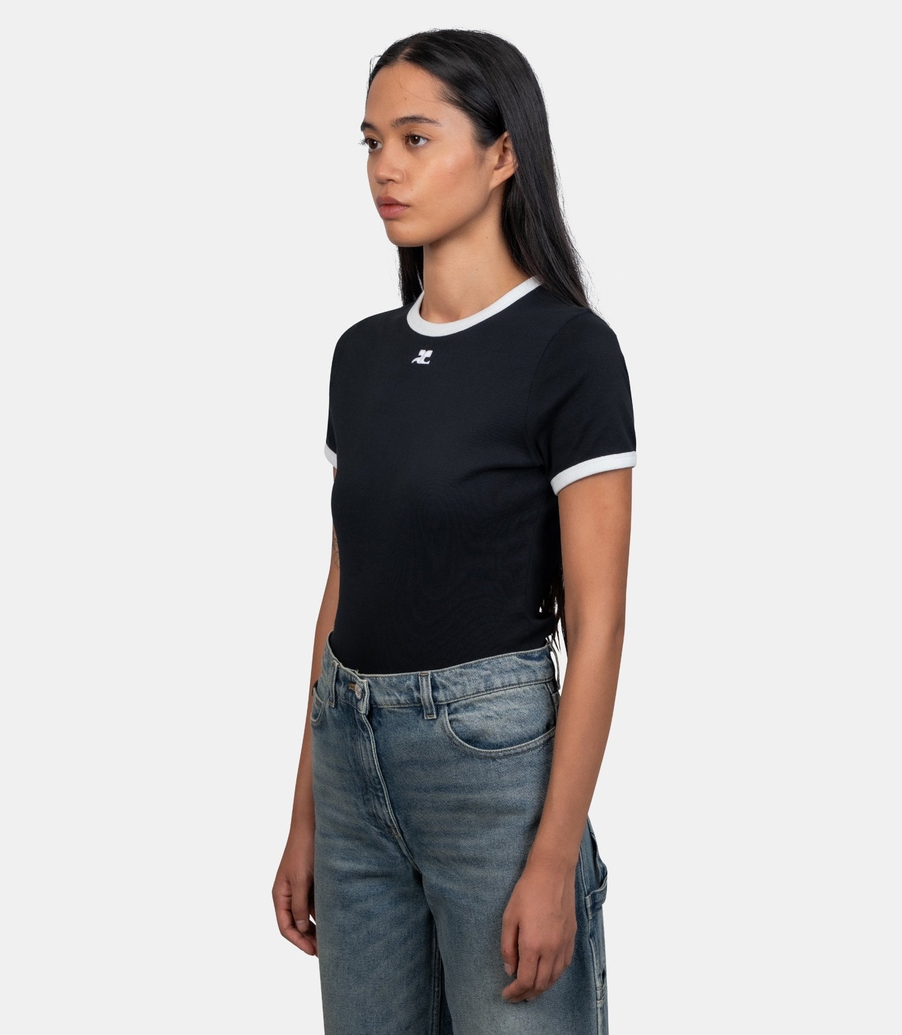 T-shirt contraste signature - VESJTS017JS0070 - 9901 - XS - Courrèges