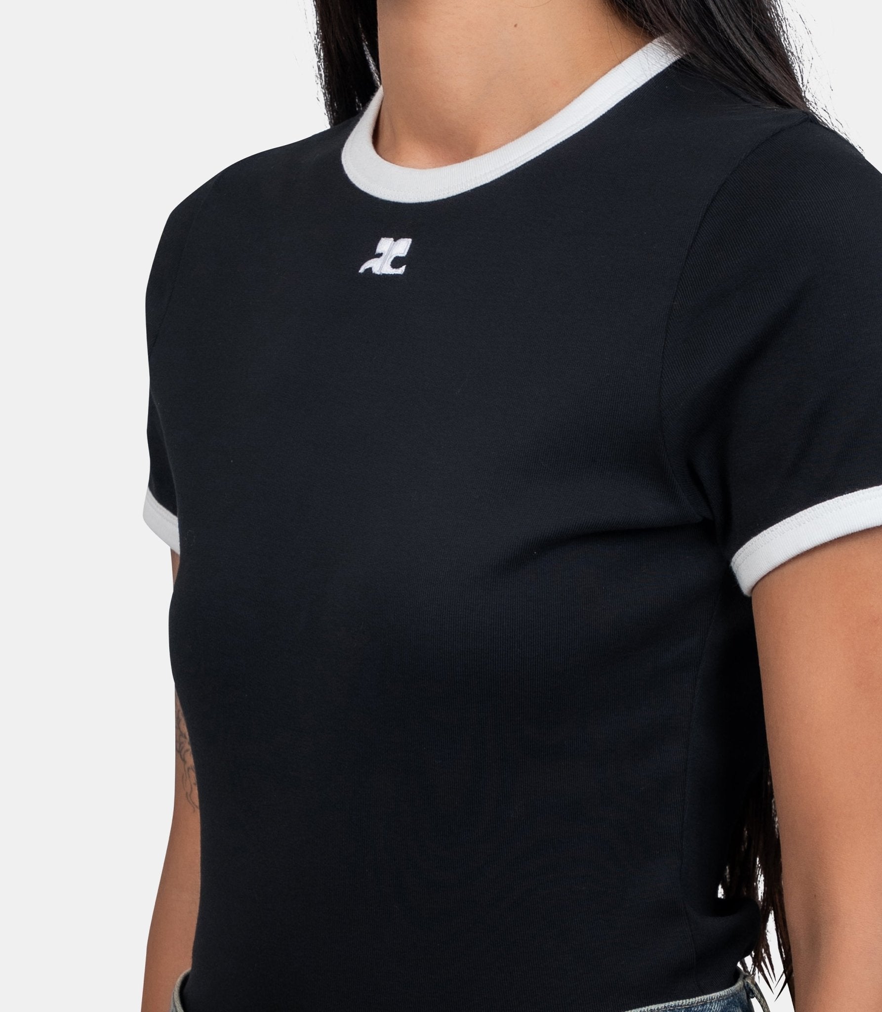 T-shirt contraste signature - VESJTS017JS0070 - 9901 - XS - Courrèges