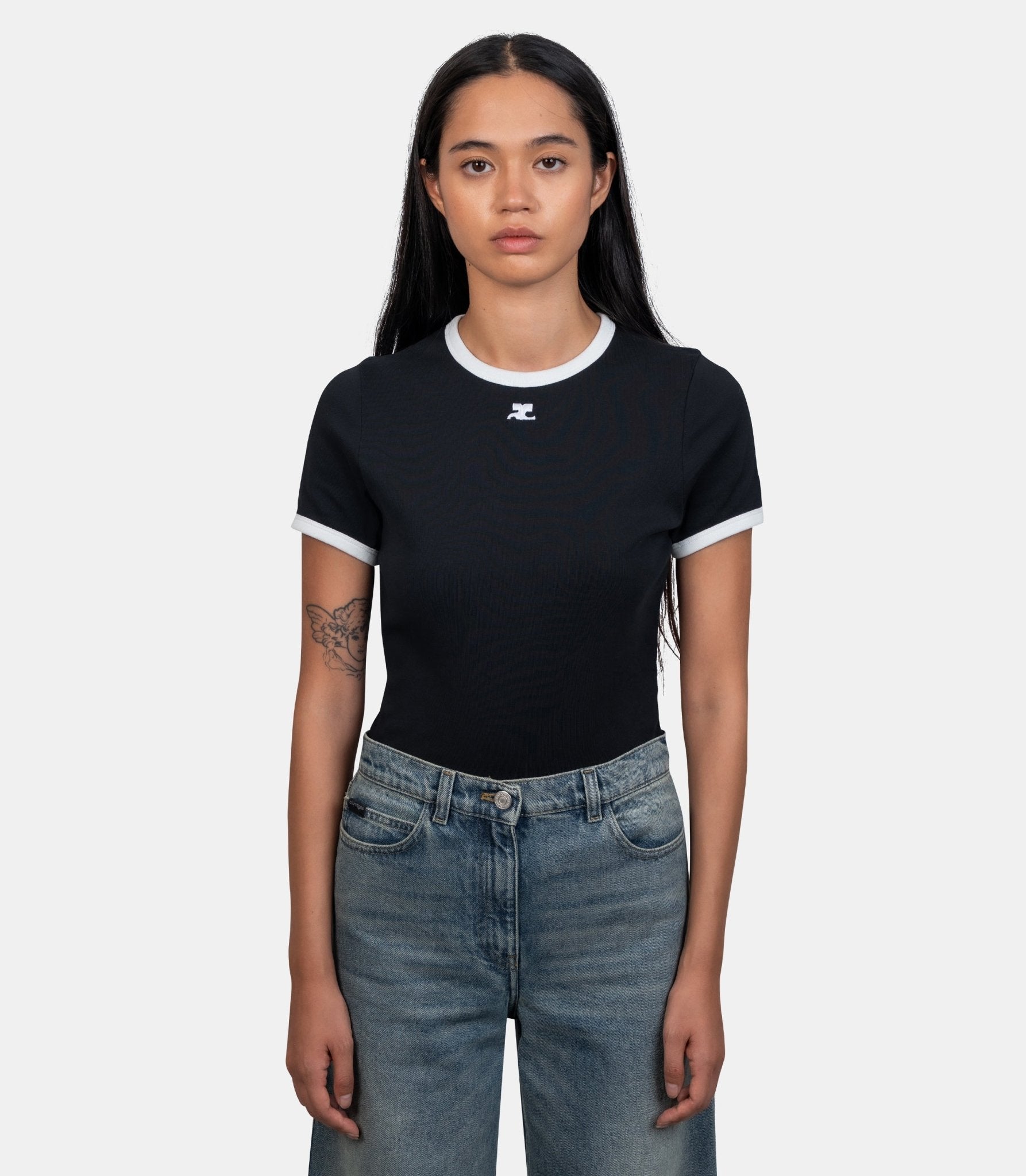 T-shirt contraste signature - VESJTS017JS0070 - 9901 - XS - Courrèges