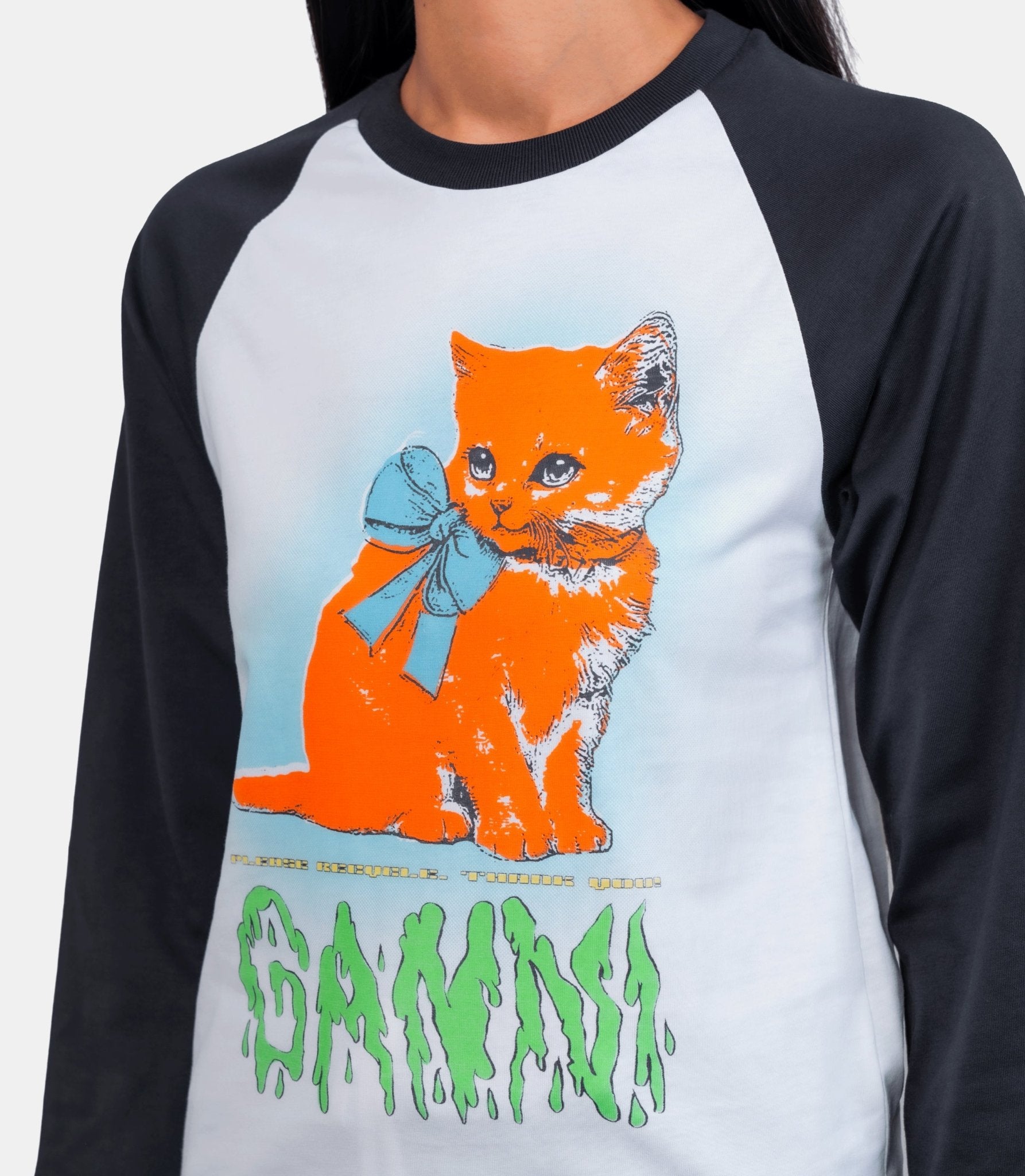 T-shirt court à imprimé chat - T4341 - 151 - XS - Ganni