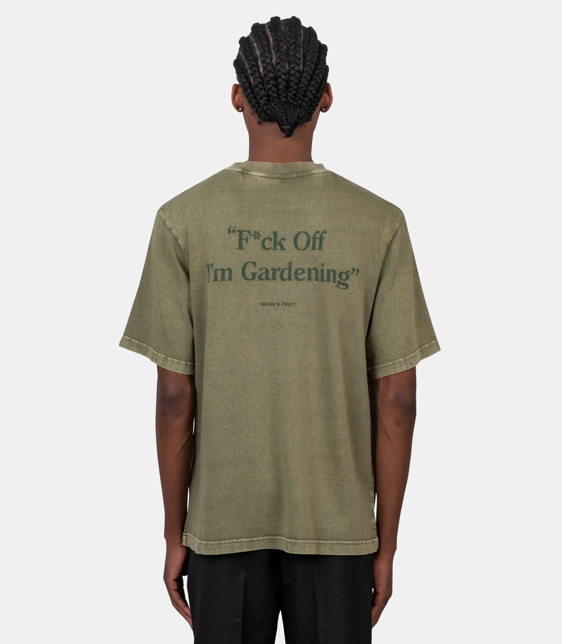 T-shirt distressed f*ck off I'm gardening - 1042-olivegreen-S - Bram’s fruit