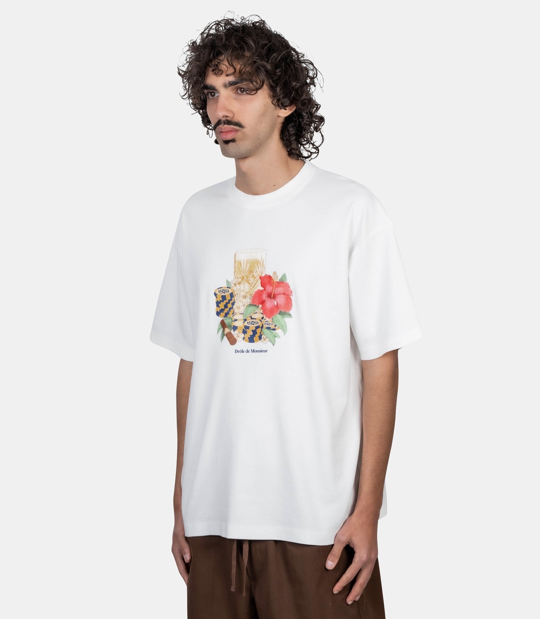 T-shirt hibiscus club - K-TS300-CO002-OW-XS - Drôle de monsieur