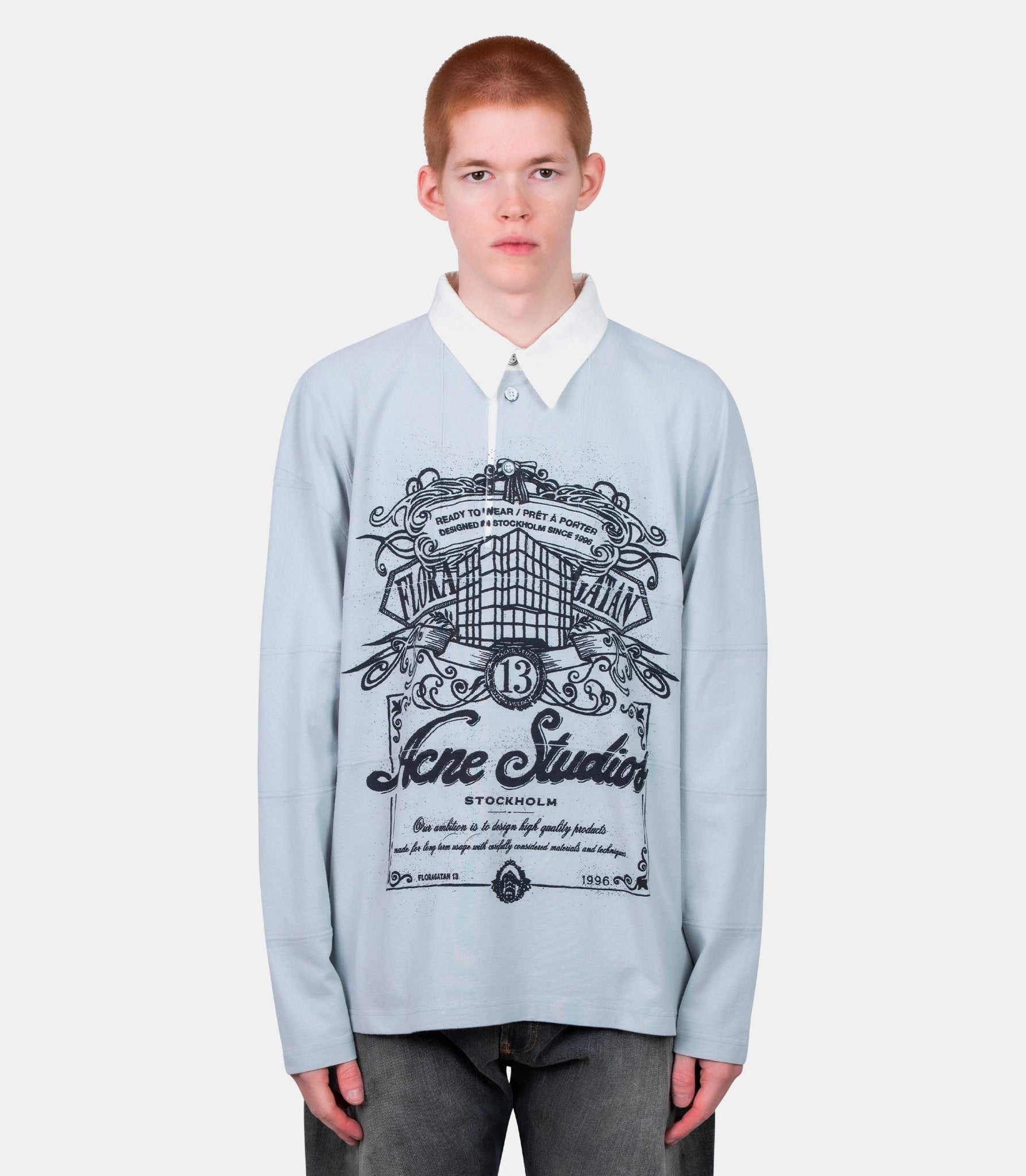 T-shirt manches longues col polo - CL0396-COLD GREY-XS - Acne studios