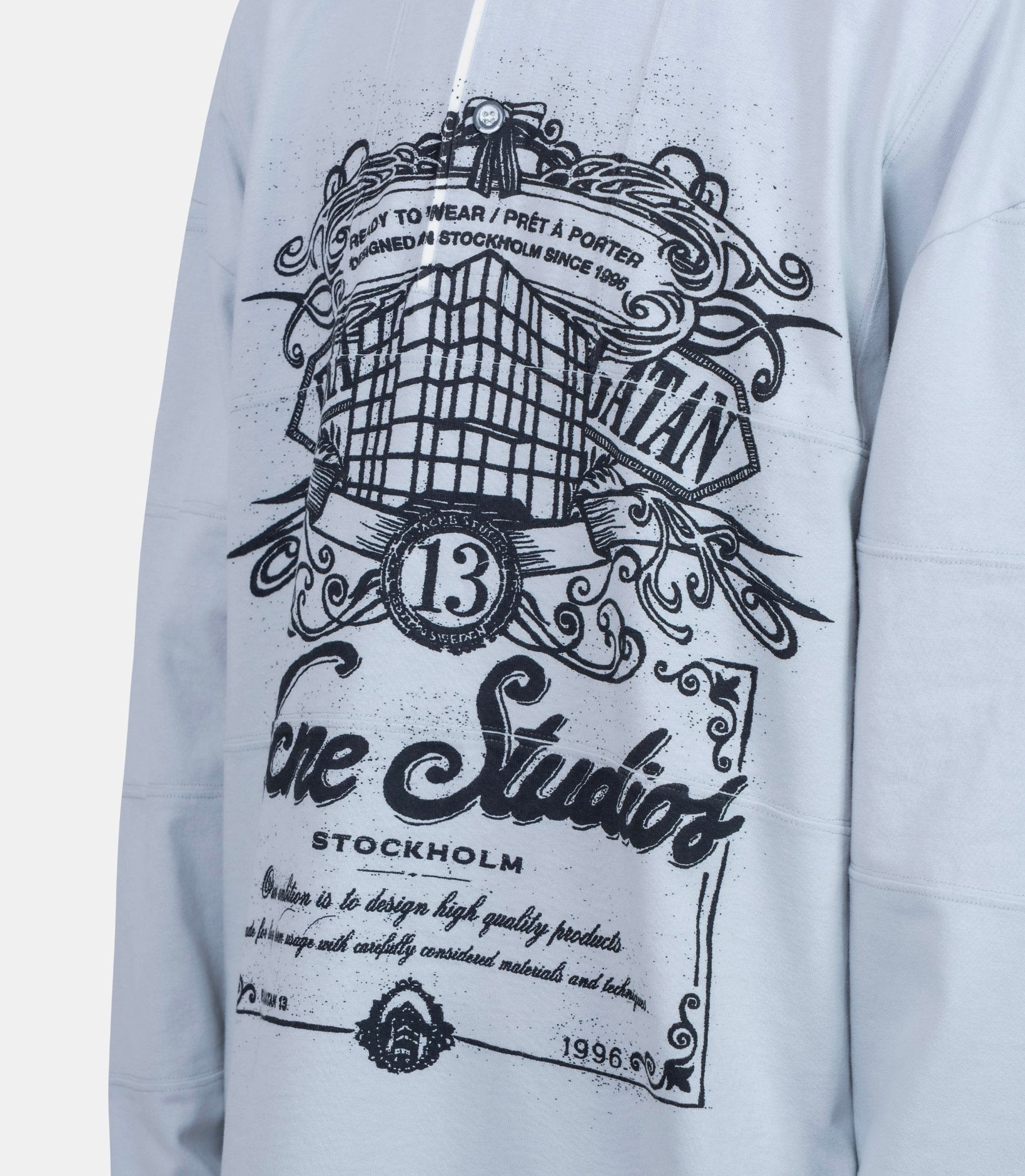 T-shirt manches longues col polo - CL0396-COLD GREY-XS - Acne studios