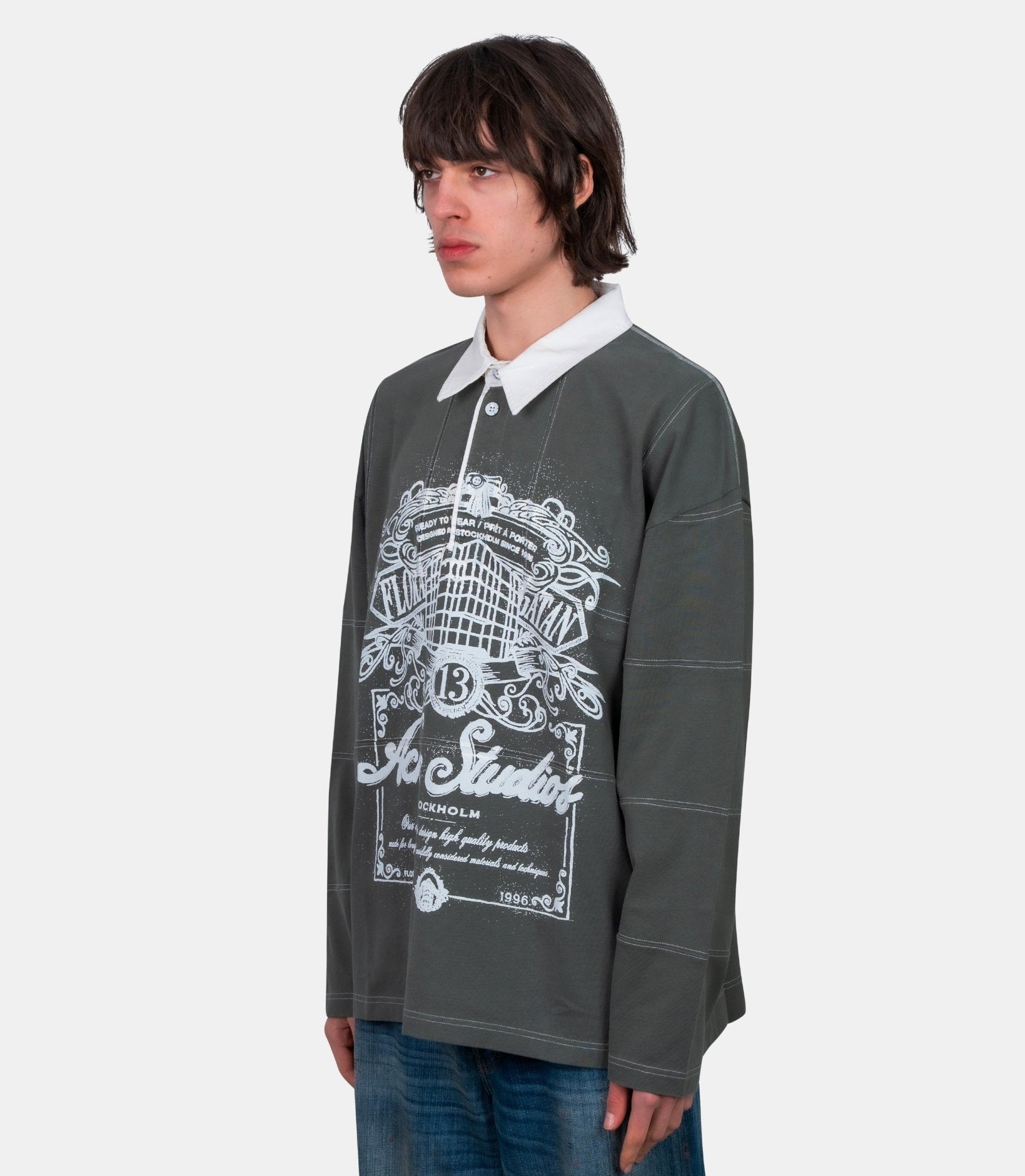 T-shirt manches longues col polo - CL0396-DSQ-S - Acne studios