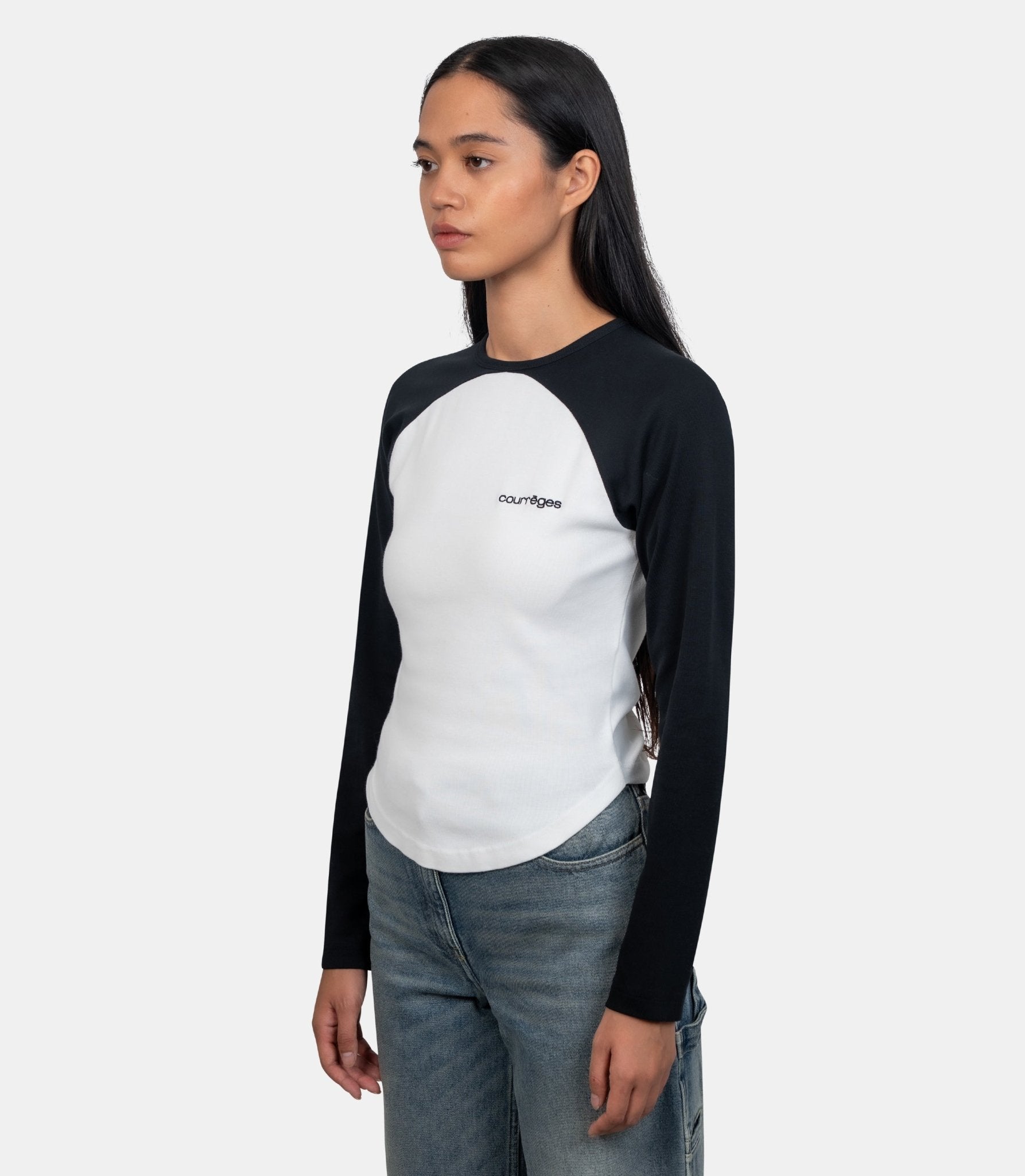 T-shirt manches longues contraste cercle - 325JTS228JS0203 - 0098 - XS - Courrèges