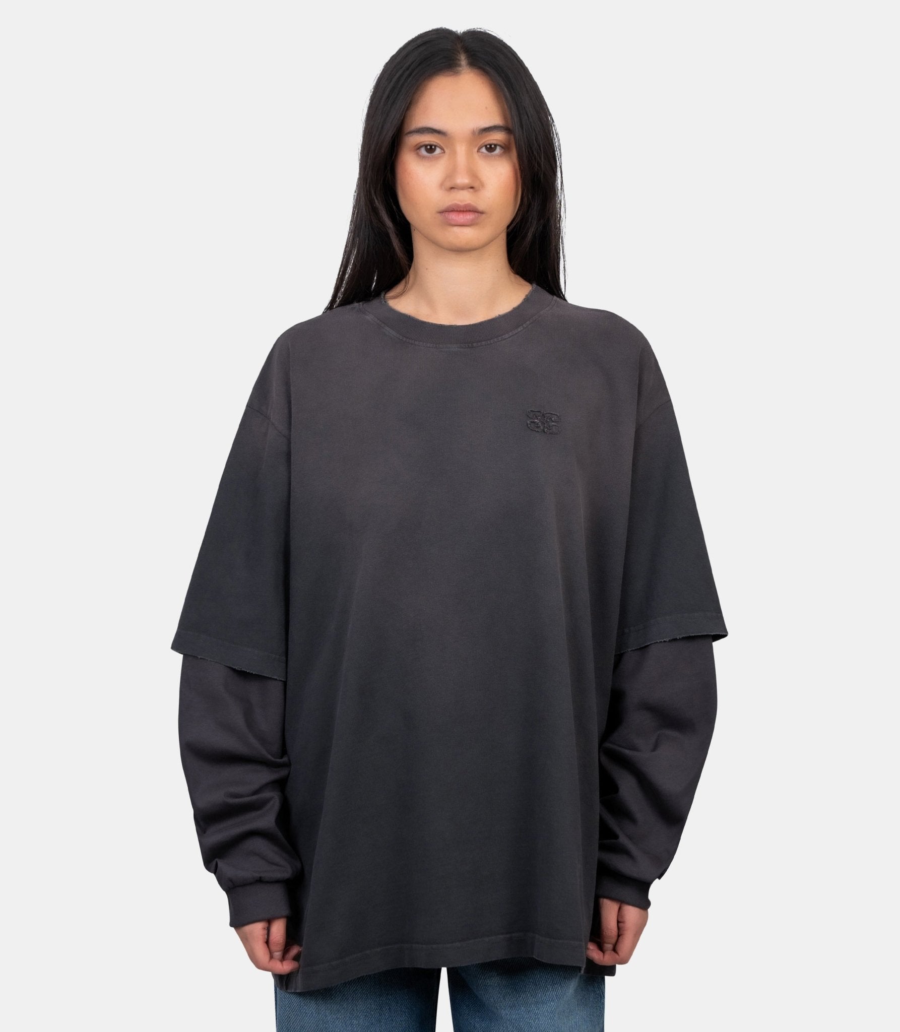 T-shirt manches longues heavy cotton washed effect - A1050044-252-XS - Ganni