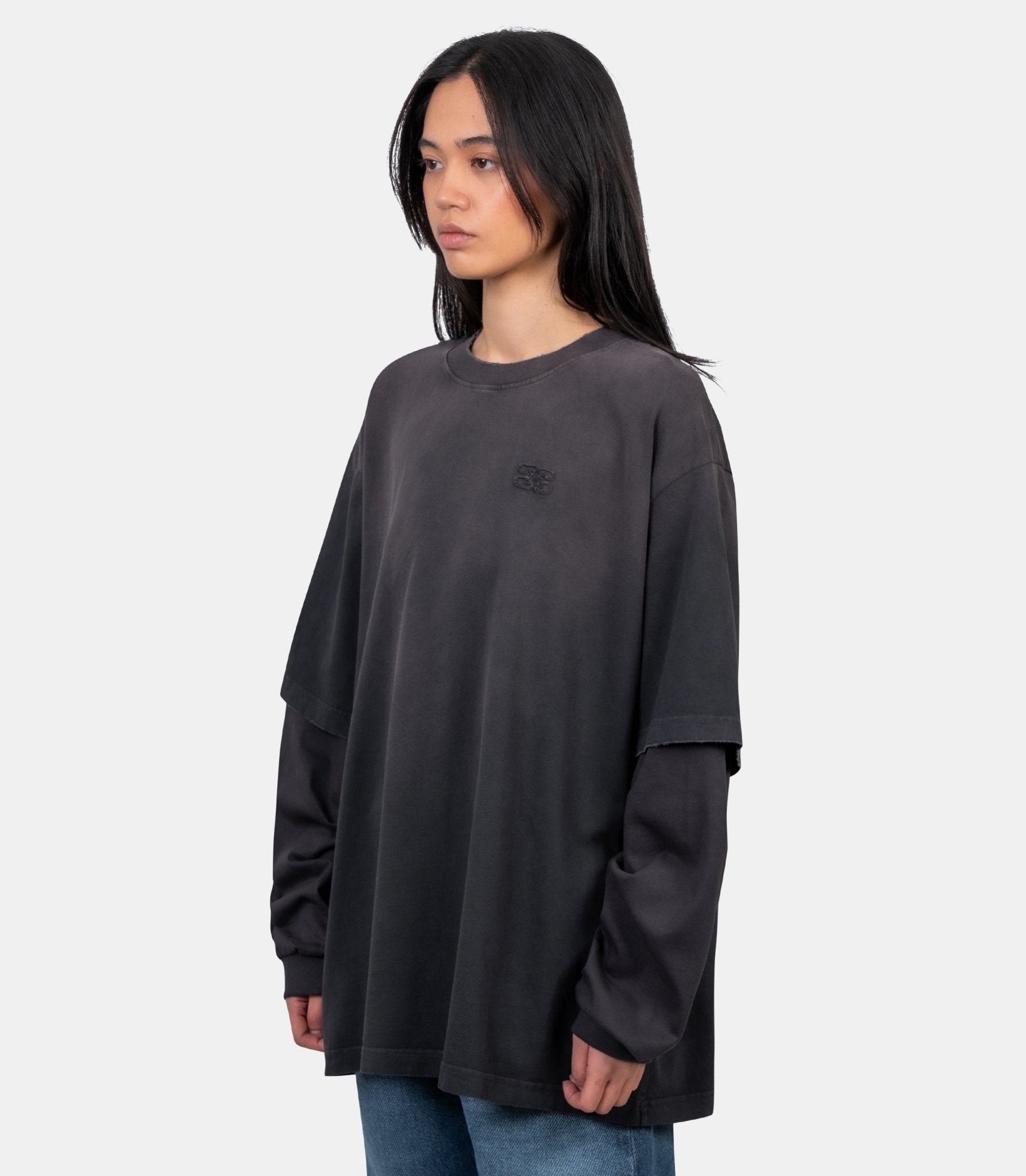 T-shirt manches longues heavy cotton washed effect - A1050044-252-XS - Ganni