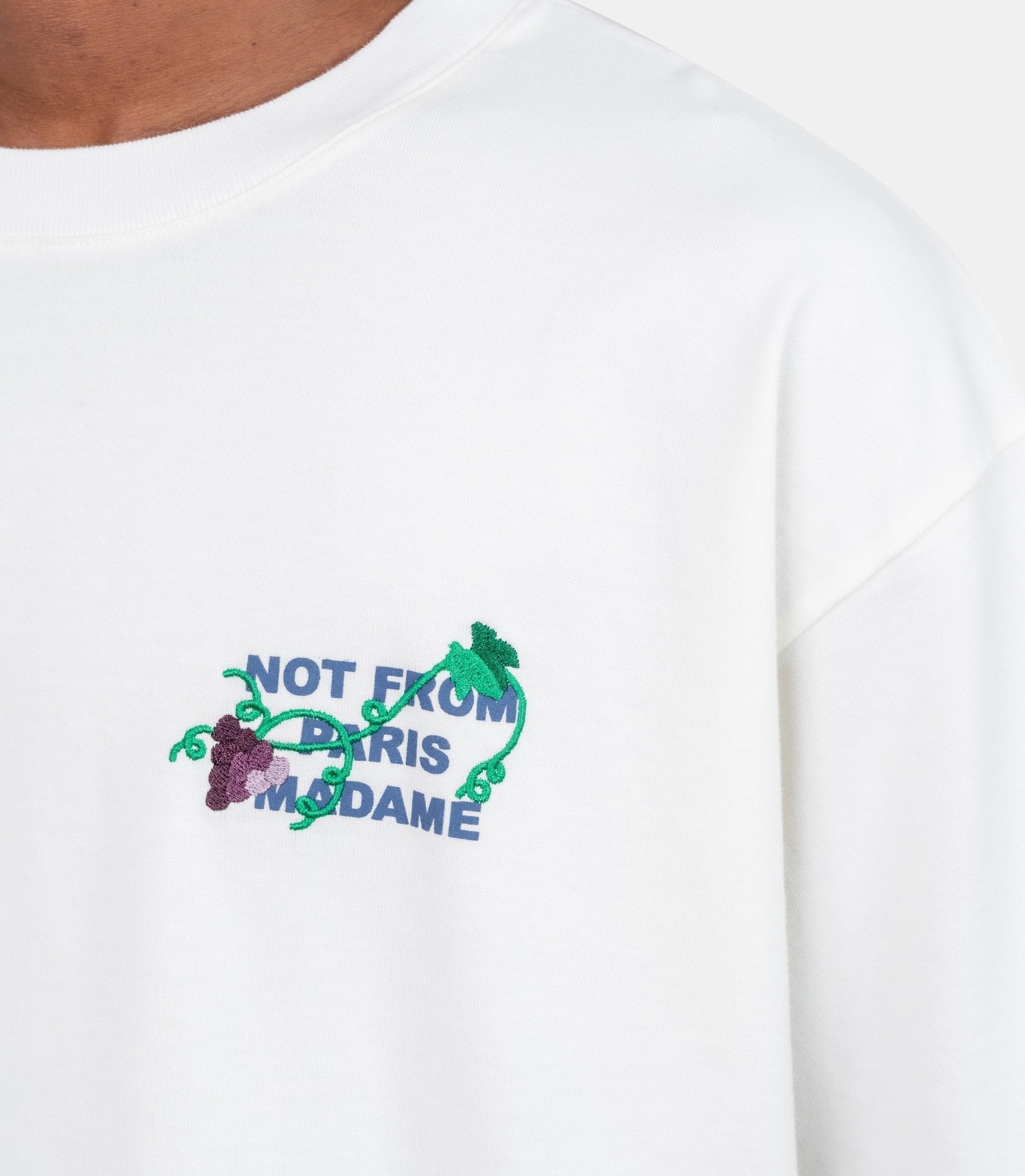T-shirt slogan vigne brodé-L-TS327-CO248-OW-XS-Drôle de monsieur