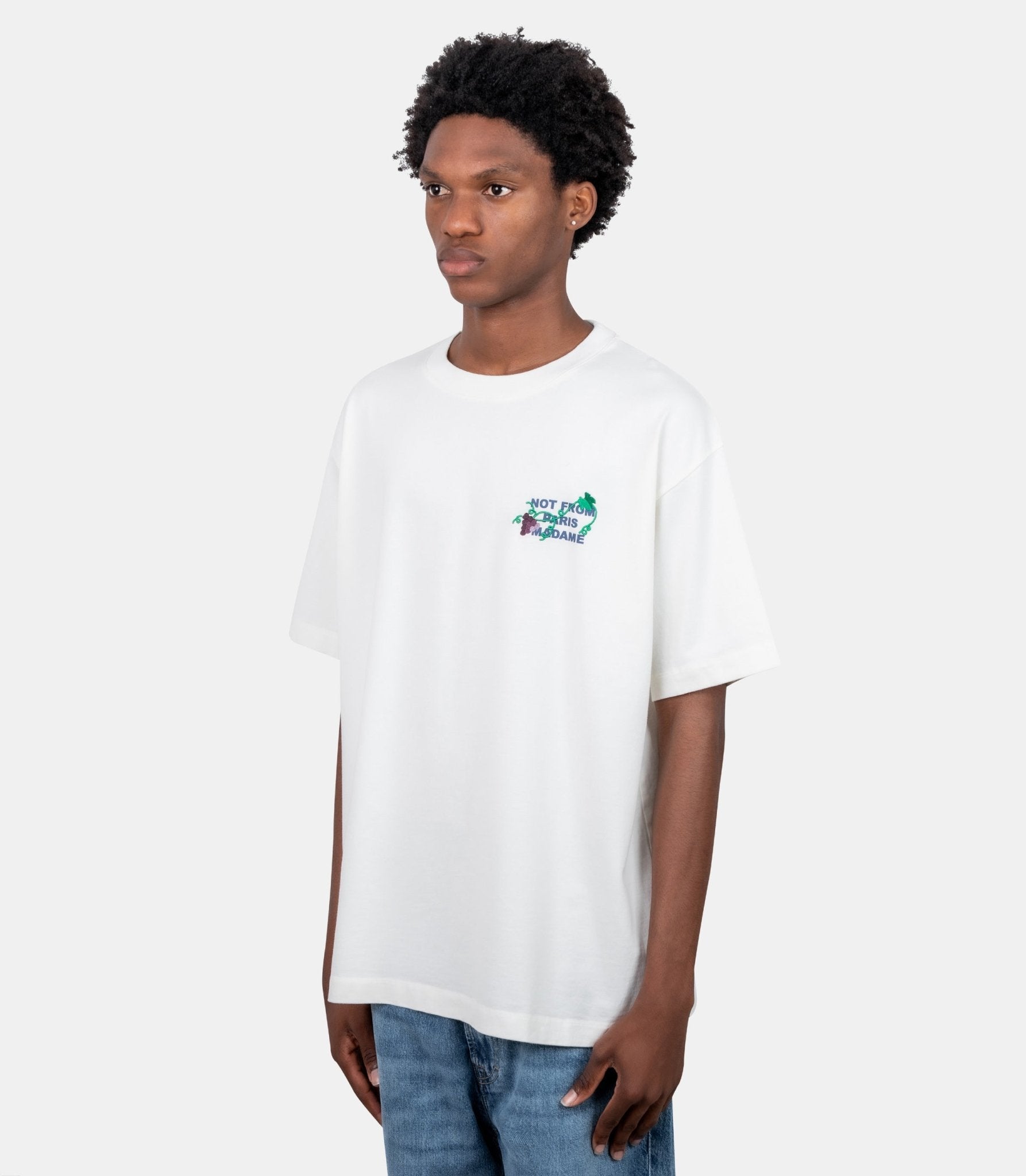 T-shirt slogan vigne brodé-L-TS327-CO248-OW-XS-Drôle de monsieur