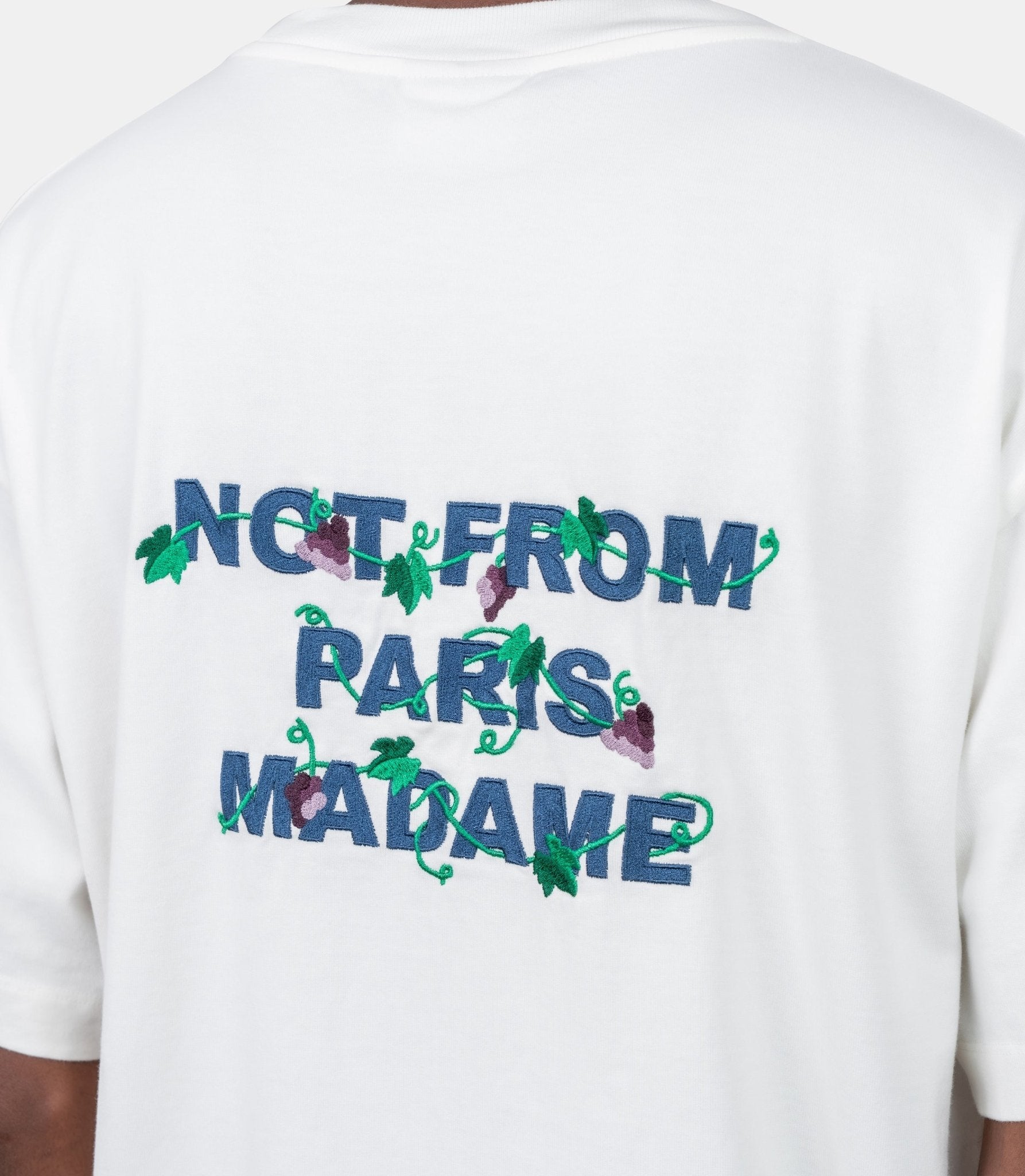 T-shirt slogan vigne brodé-L-TS327-CO248-OW-XS-Drôle de monsieur