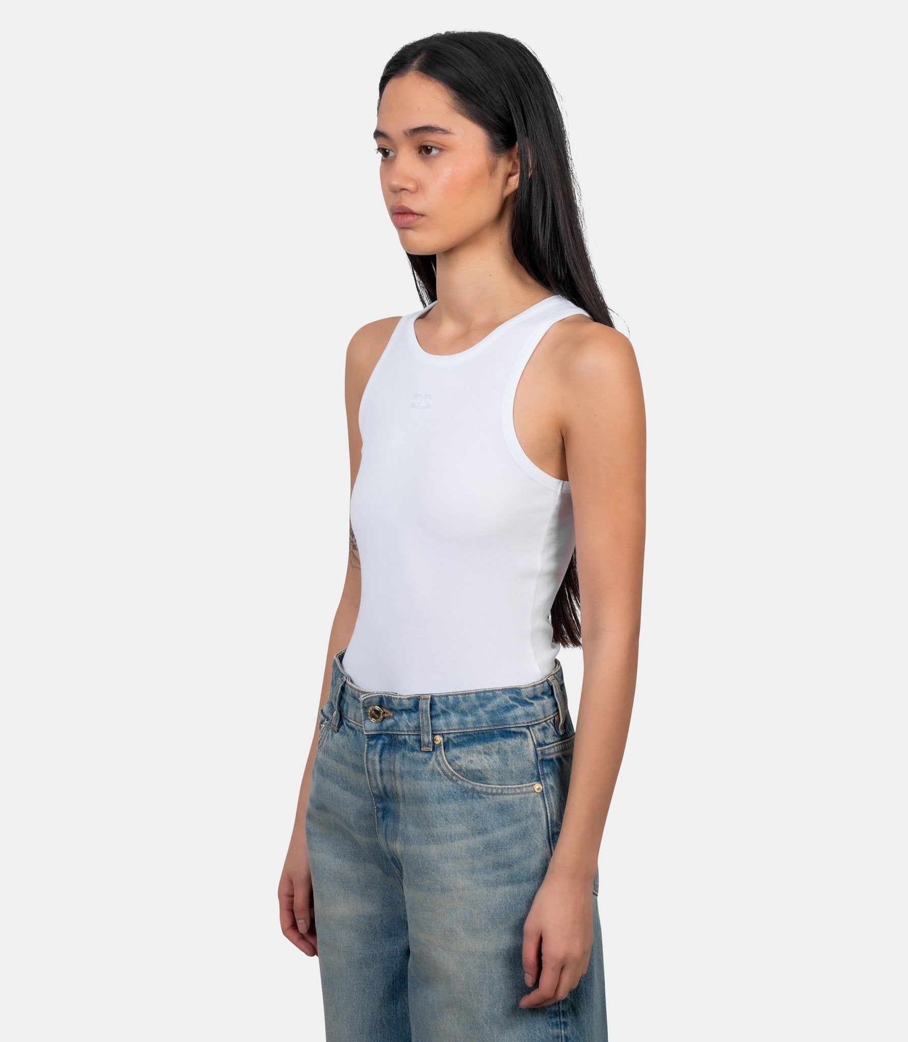 T-shirt soft cotton rib - A1050172-151-XS - Ganni