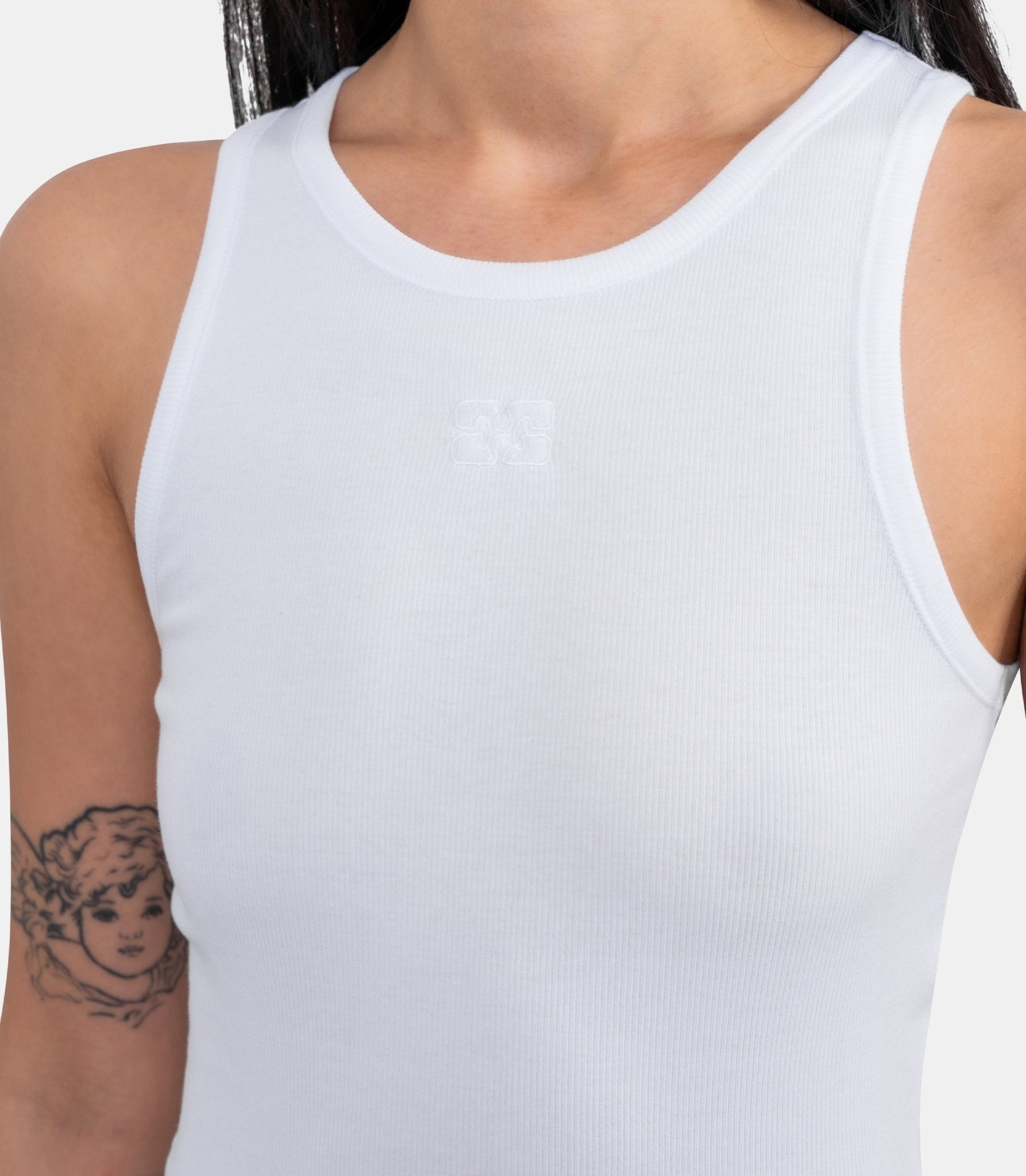 T-shirt soft cotton rib - A1050172-151-XS - Ganni