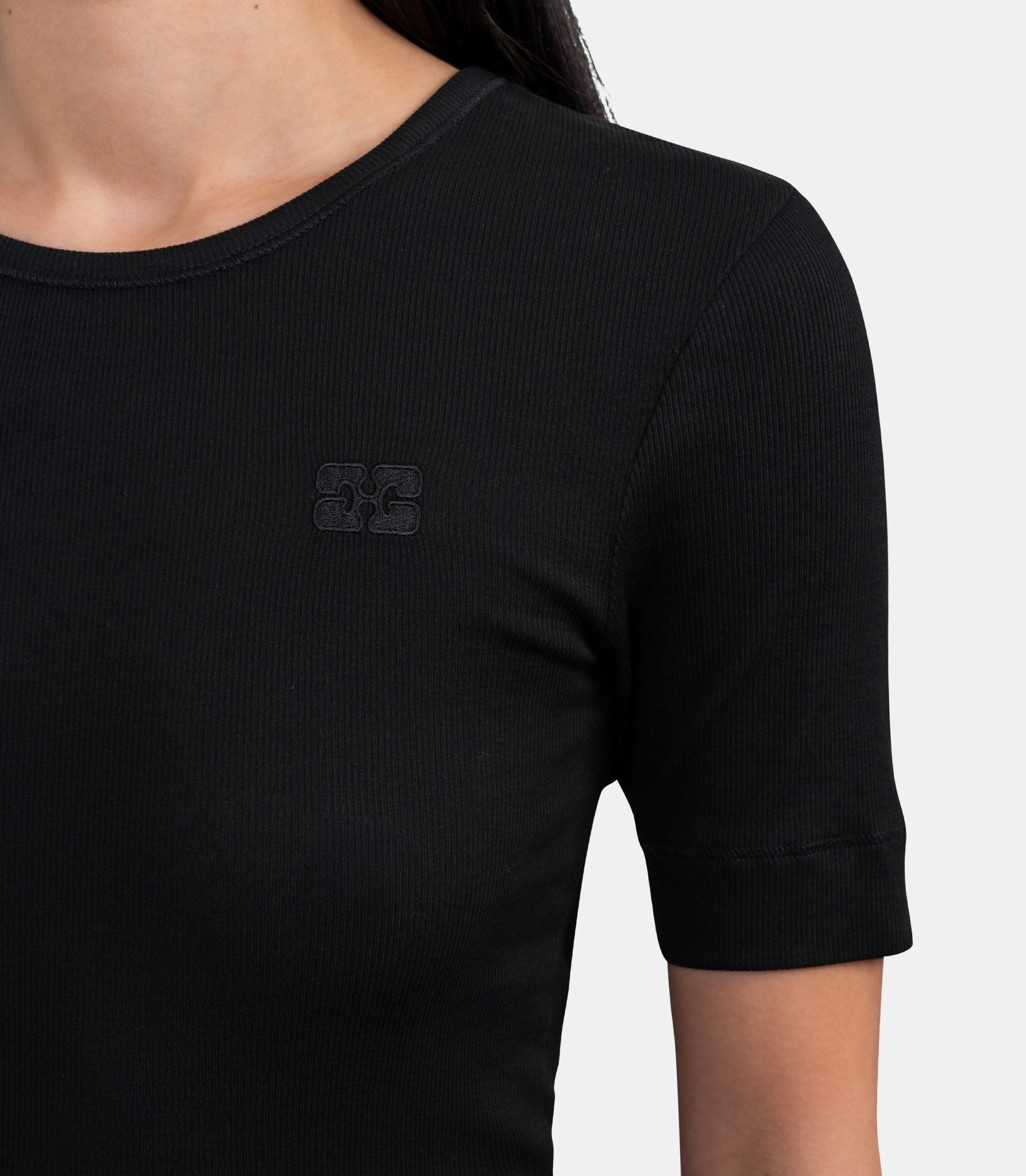 T-shirt soft cotton rib - A1050182-099-XS - Ganni