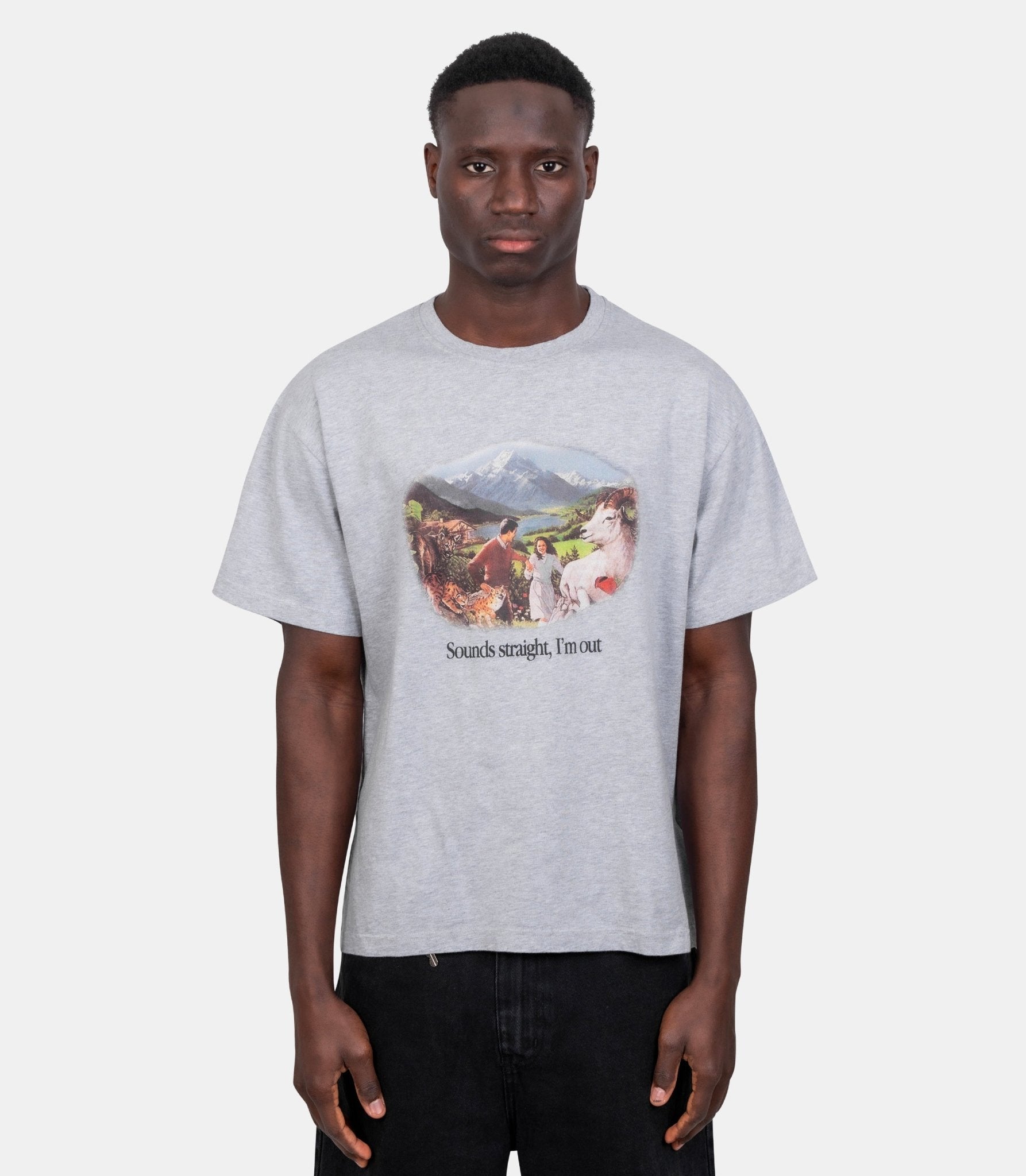 T-shirt sounds straight, I’m out - SS26ST0107-melange-grey-S - Carne bollente