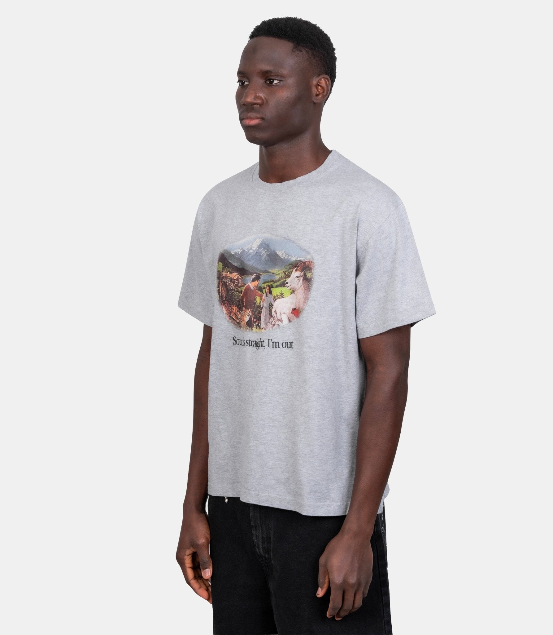T-shirt sounds straight, I’m out - SS26ST0107-melange-grey-S - Carne bollente