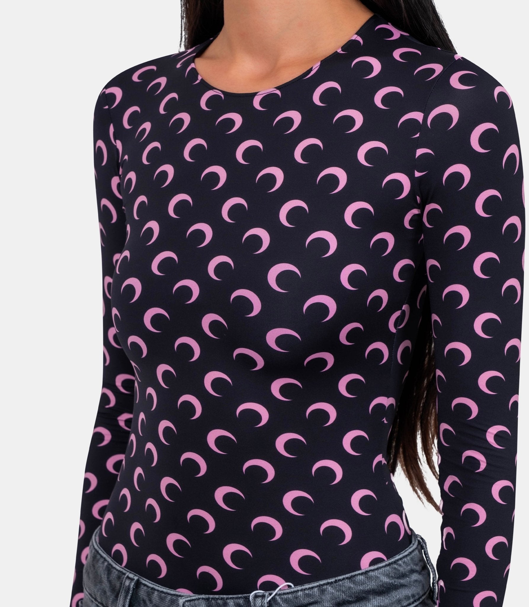 Top col rond imprimé moon - WTS006ACJER0001-CJER0001-BK90-XS - Marine serre