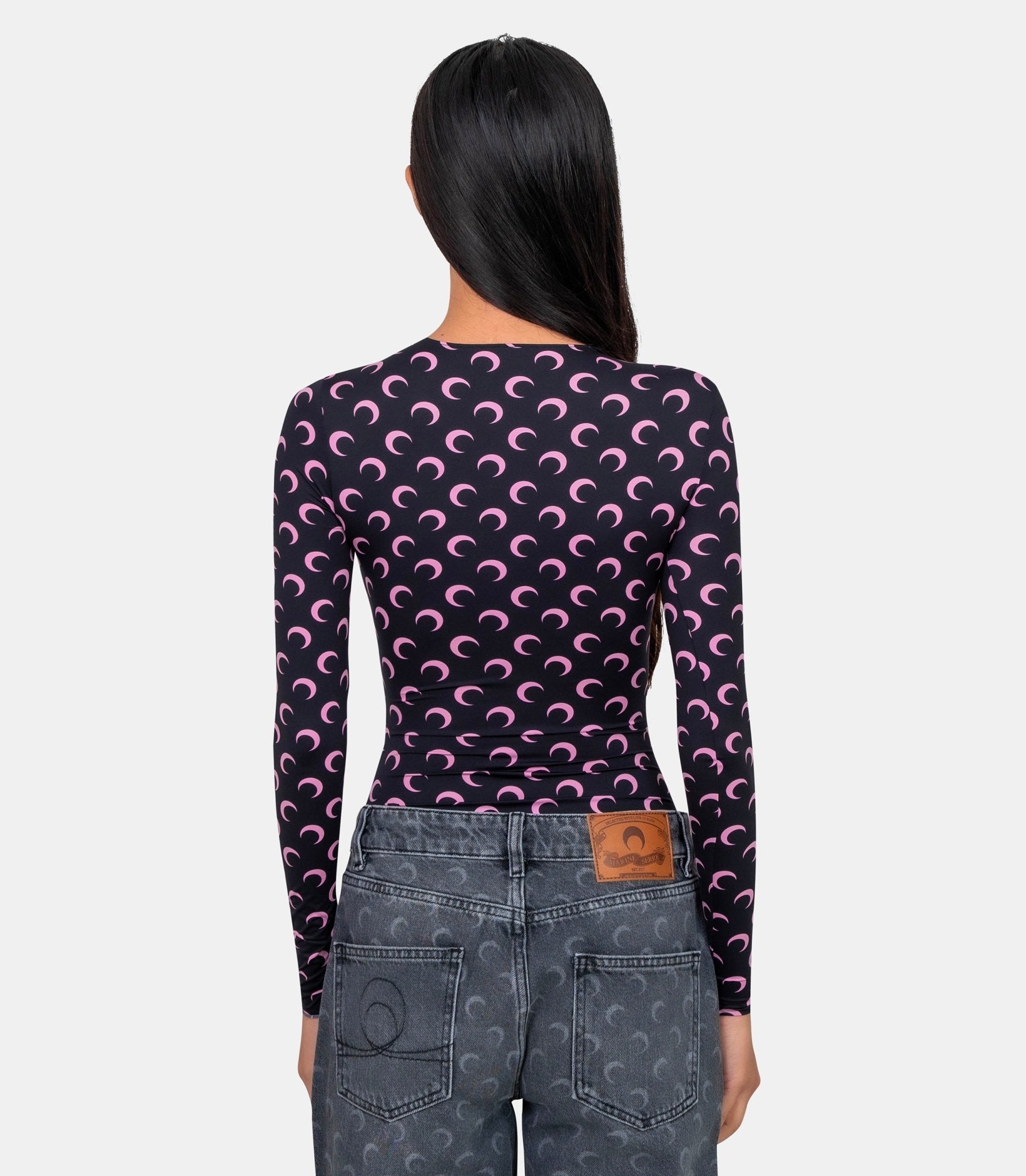 Top col rond imprimé moon - WTS006ACJER0001-CJER0001-BK90-XS - Marine serre