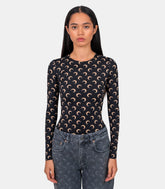 Top col rond imprimé moon - WTS006ACJER0001-CJER0001-IT99-XS - Marine serre