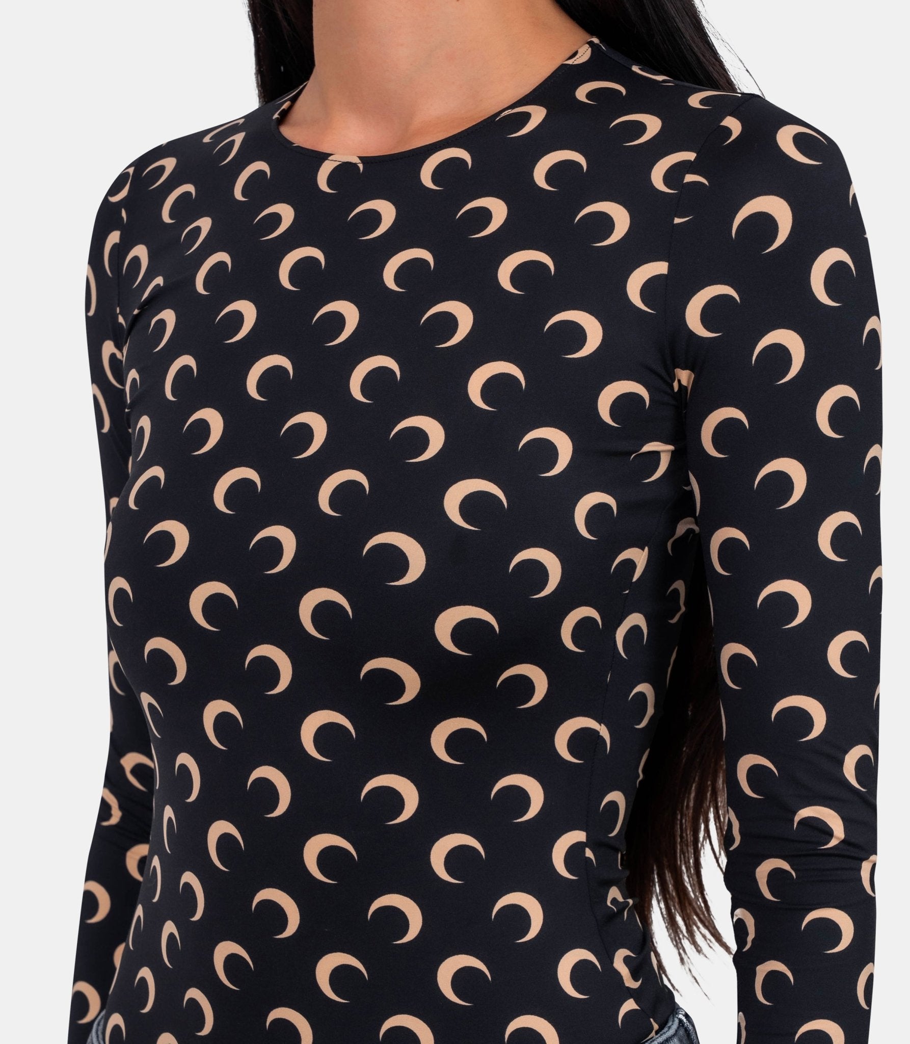 Top col rond imprimé moon - WTS006ACJER0001-CJER0001-IT99-XS - Marine serre