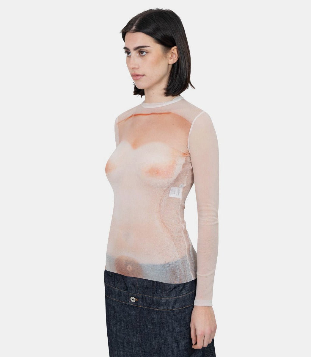 Top crewneck mesh neck print "le classique"25/33 - F - TO258 - T577 - 2026 - XSJean paul gaultier