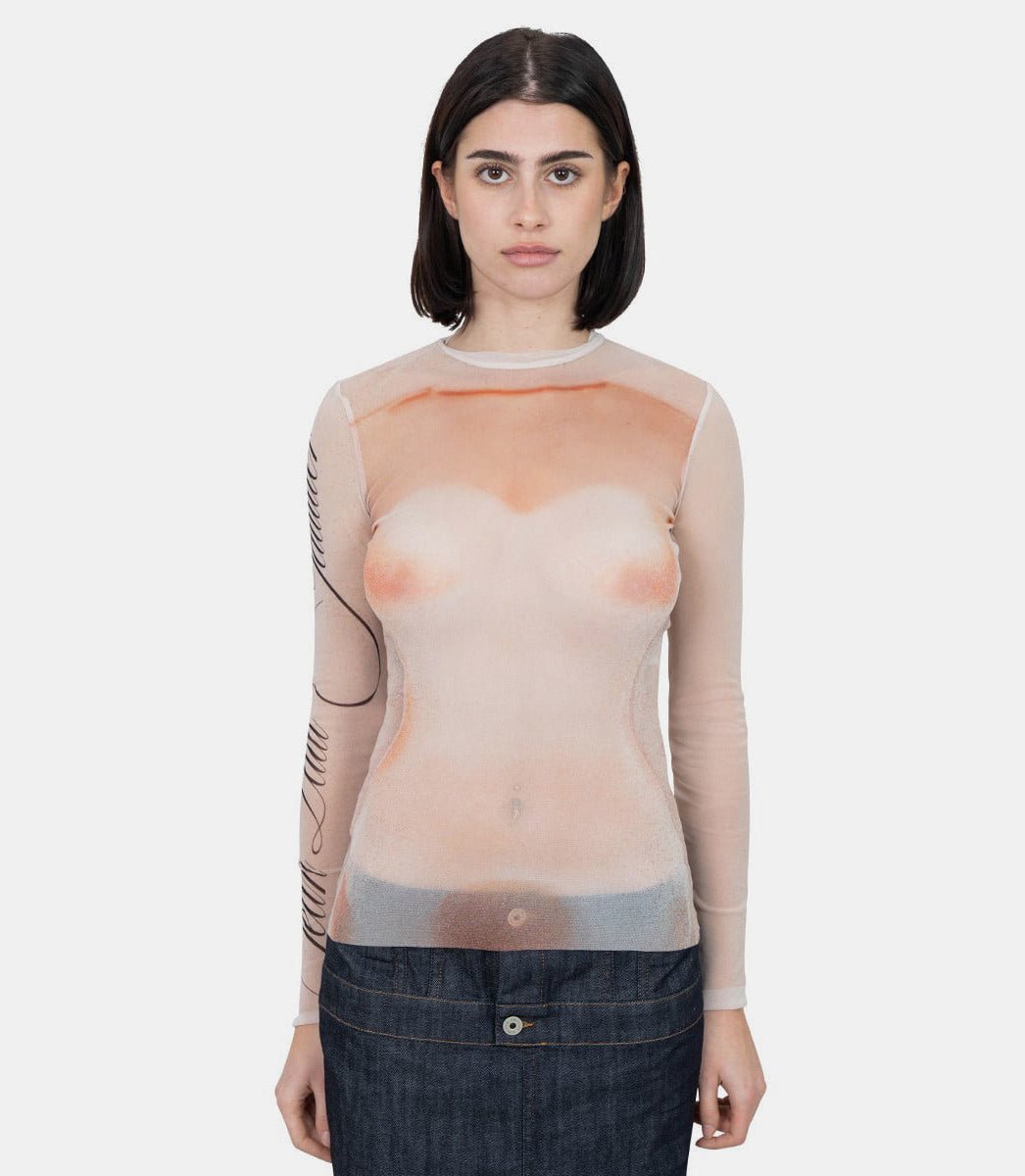 Top crewneck mesh neck print "le classique"25/33 - F - TO258 - T577 - 2026 - XSJean paul gaultier