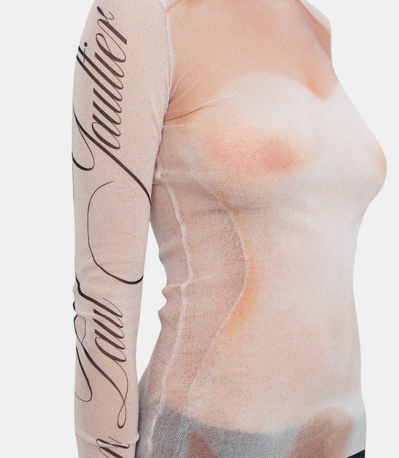 Top crewneck mesh neck print "le classique"25/33 - F - TO258 - T577 - 2026 - XSJean paul gaultier