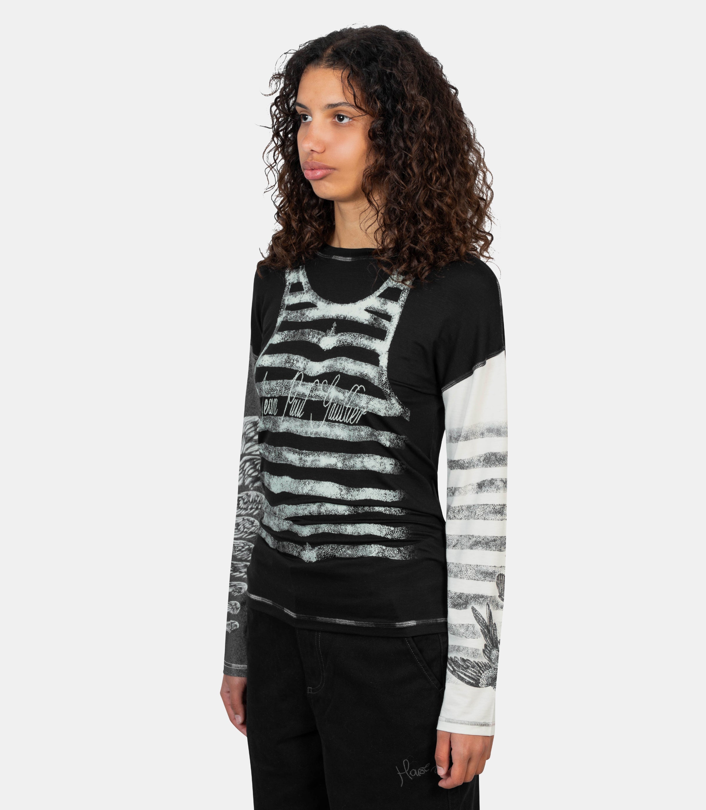Top manches longues fin en jersey print « tattoo » - 25/34 - F - TO267I - J089 - 0003 - XS - Jean paul gaultier