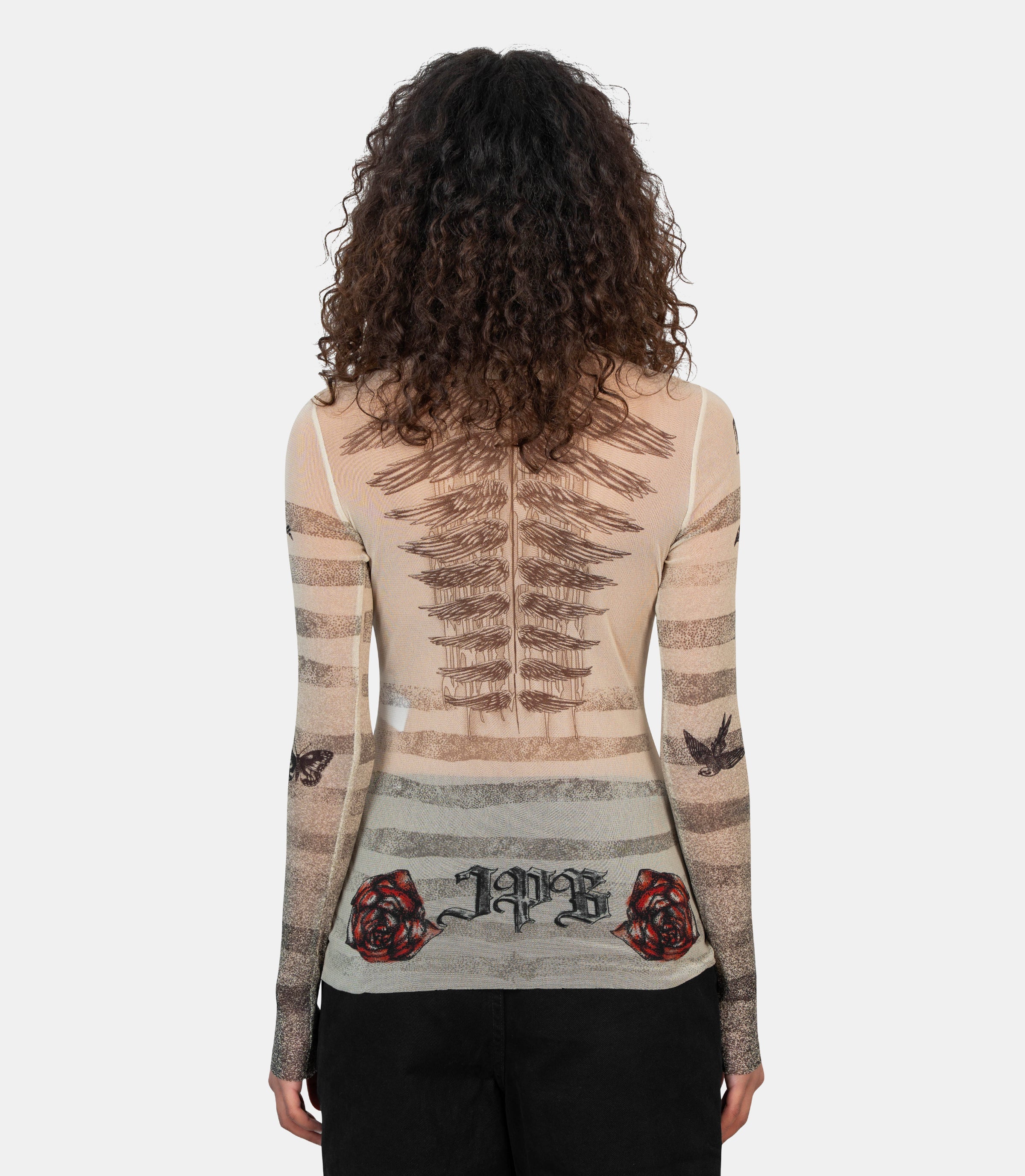 Long-sleeved mesh print Long-sleeved mesh print