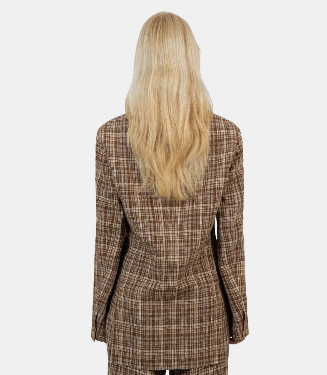 Veste à carreaux sans colA23SJ03NC - BROWNCHECK - SS23 - 1Auralee