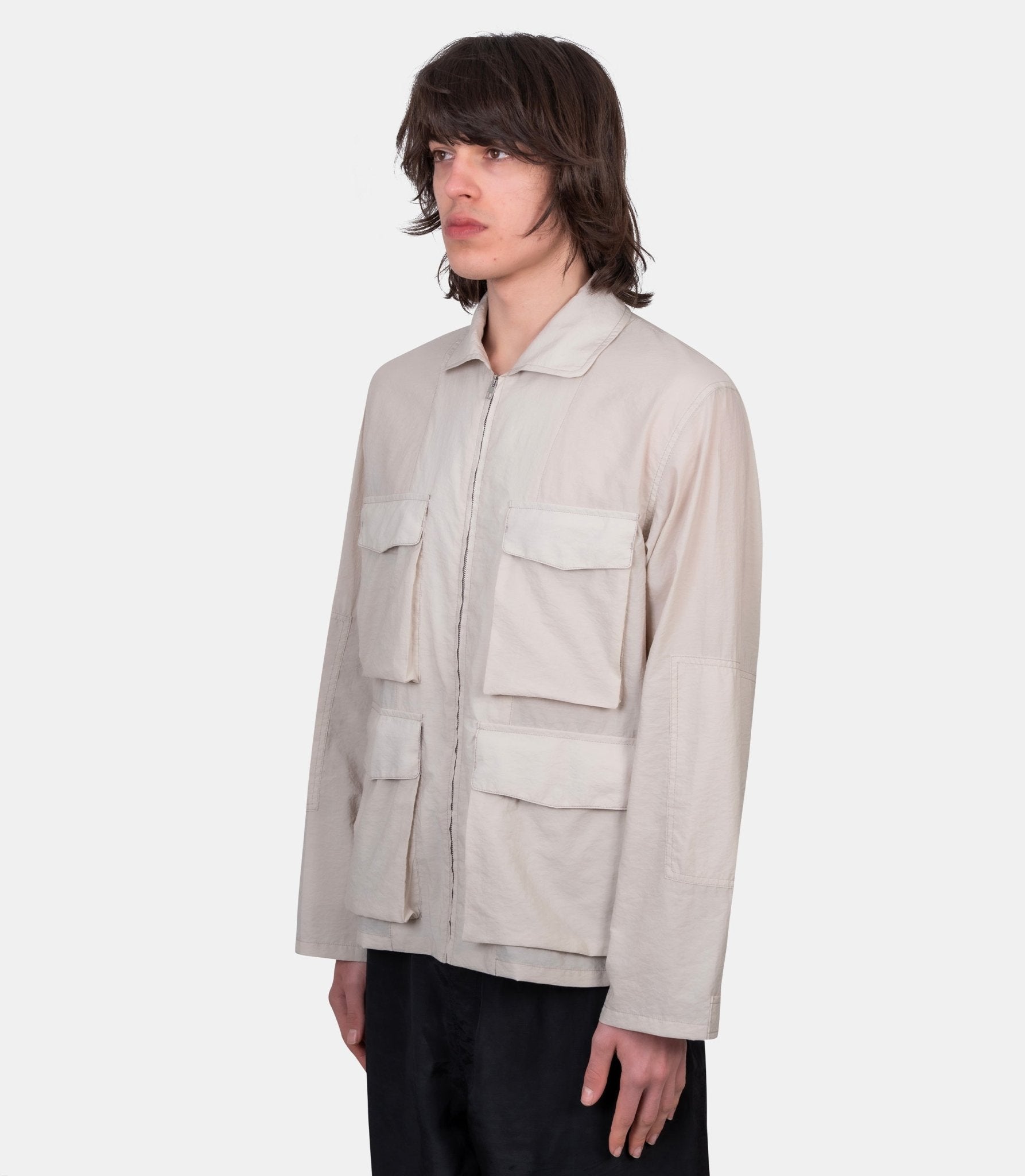Veste à poches 3d en coton technique lavé - OW1240-LF1563-BG282-48 - Lemaire