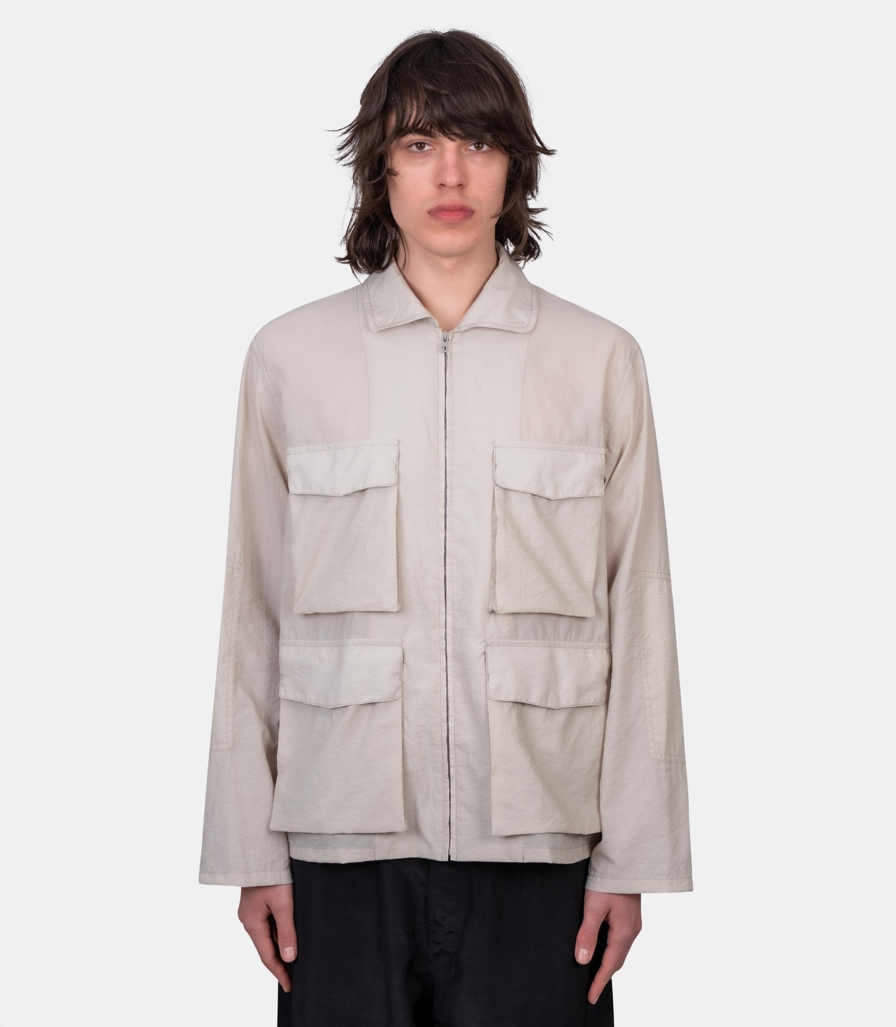 Veste à poches 3d en coton technique lavé - OW1240-LF1563-BG282-48 - Lemaire