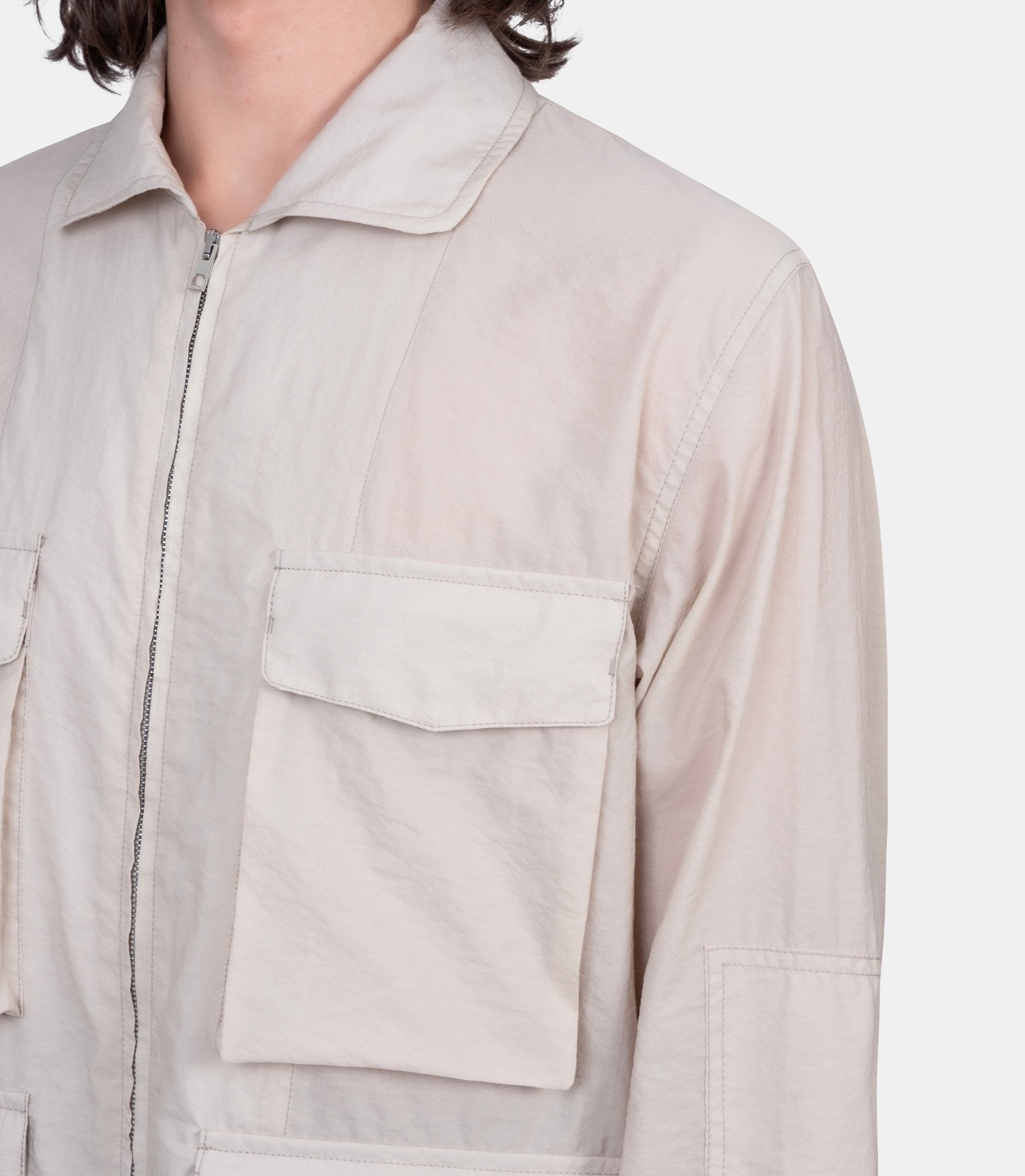 Veste à poches 3d en coton technique lavé - OW1240-LF1563-BG282-48 - Lemaire