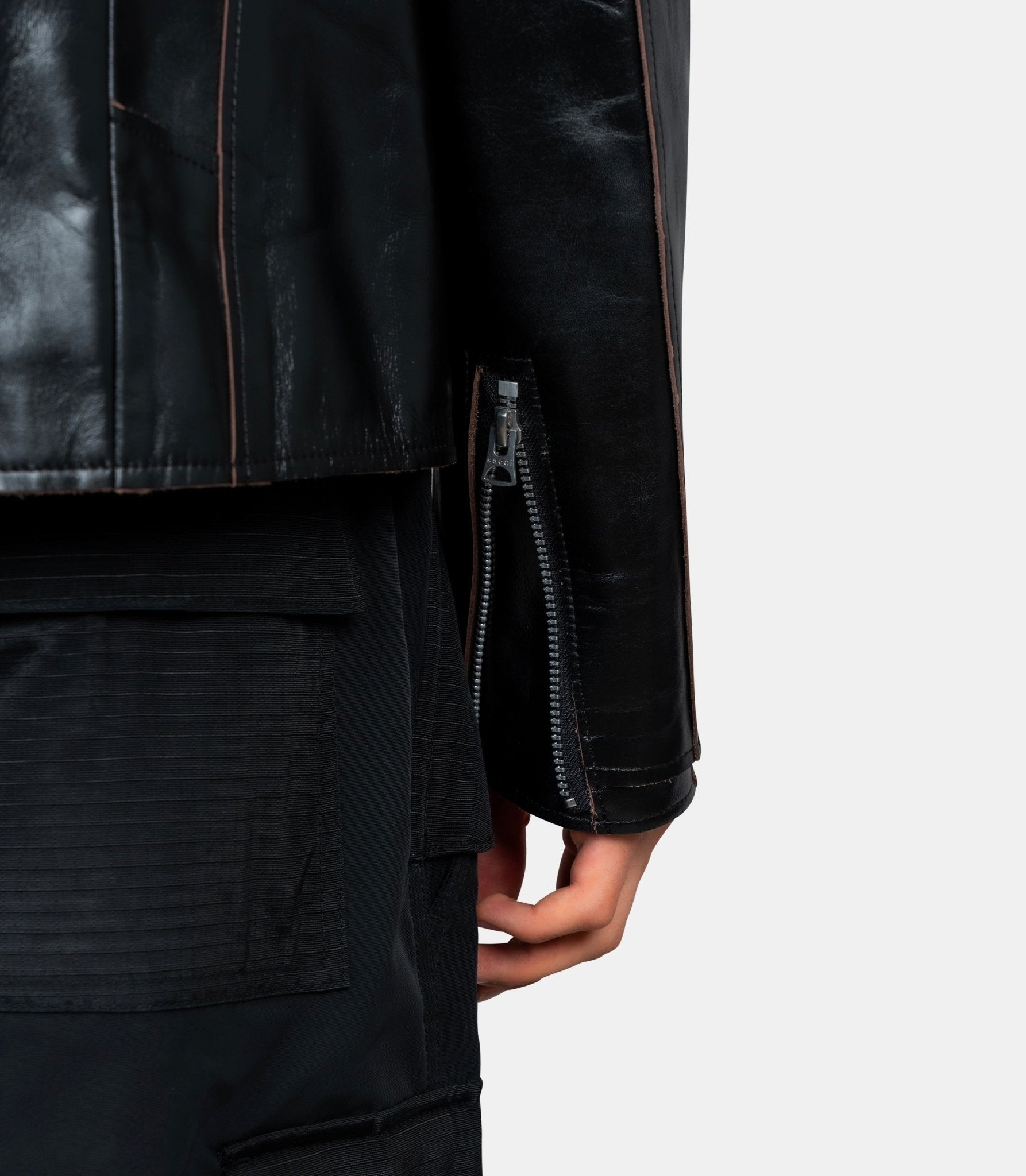 Veste biker en cuir - 25 - 03749M - 001 - 3 - Sacai